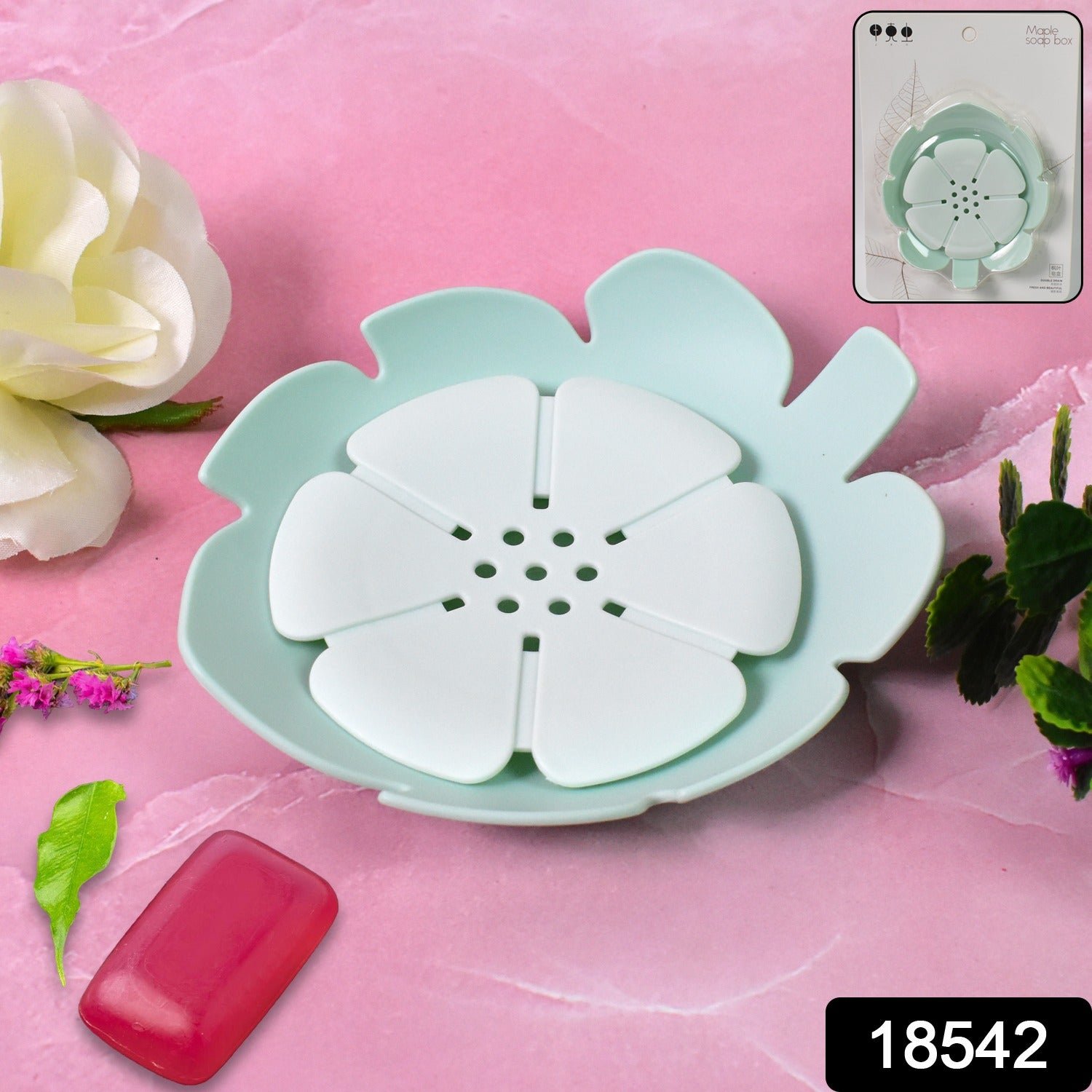 Plastic Flowers Soap Dish Bathroom Accessories Set Shower Gift ,Sabudani (1 Pc)