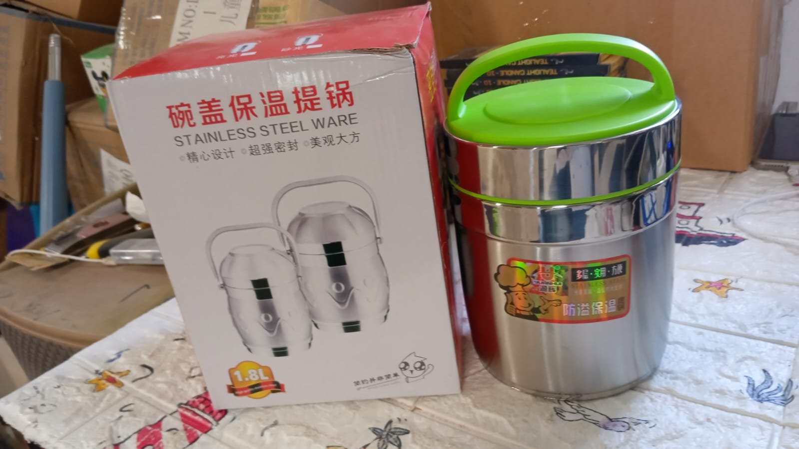 LEAK-PROOF THERMOS FLASK FOR HOT FOOD, VACUUM INSULATED LUNCH BOX (1.8 L)