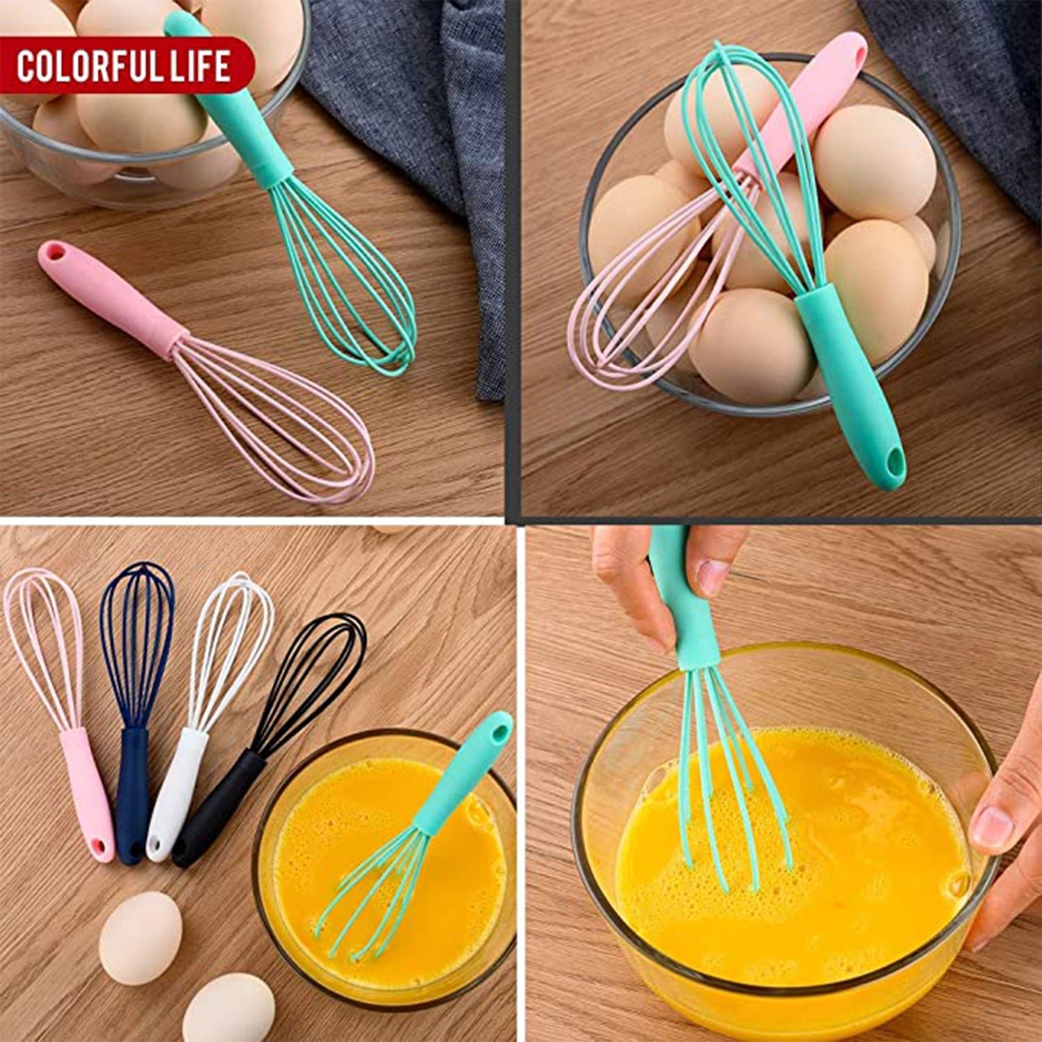 Manual Whisk Mixer – Silicone Cream Whisk, Rotary Egg Beater for Kitchen Baking