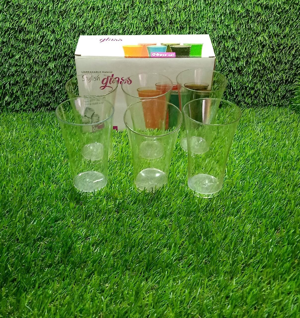 Plastic Drinking Glass Juice Glass Water Glass Set of 6 Transparent Glass