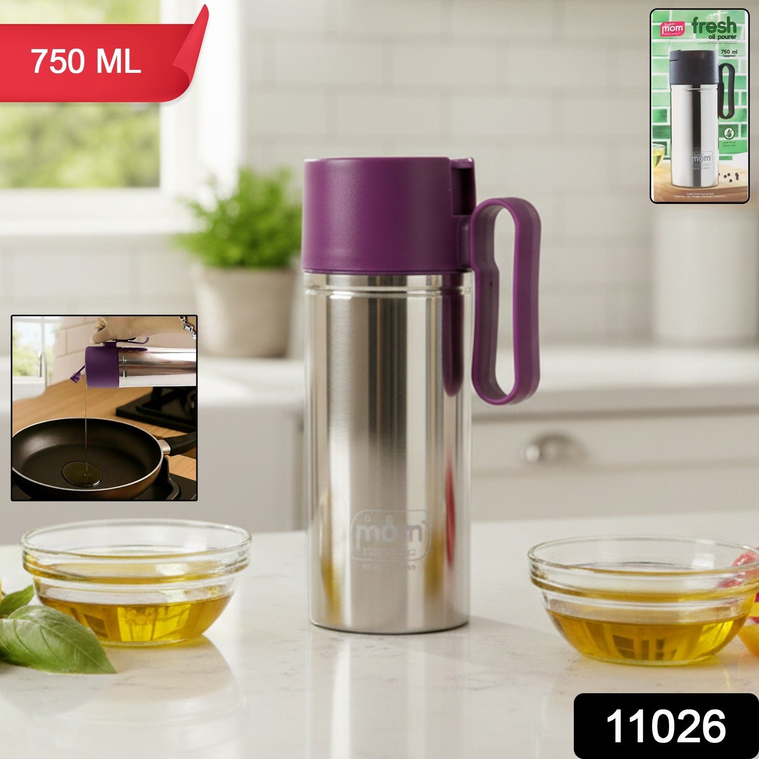 Supermom 750ml Approx. Stainless Steel Oil Pourer (1 Pc)