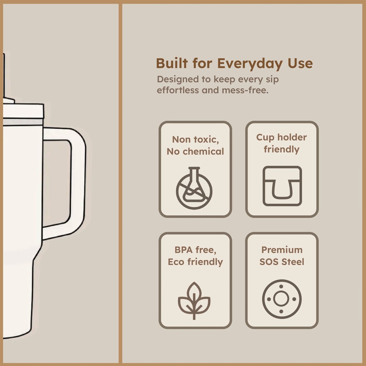 Extra Large Insulated Travel Mug, Tumbler (1200ML - 1 Pc / Mix Color)