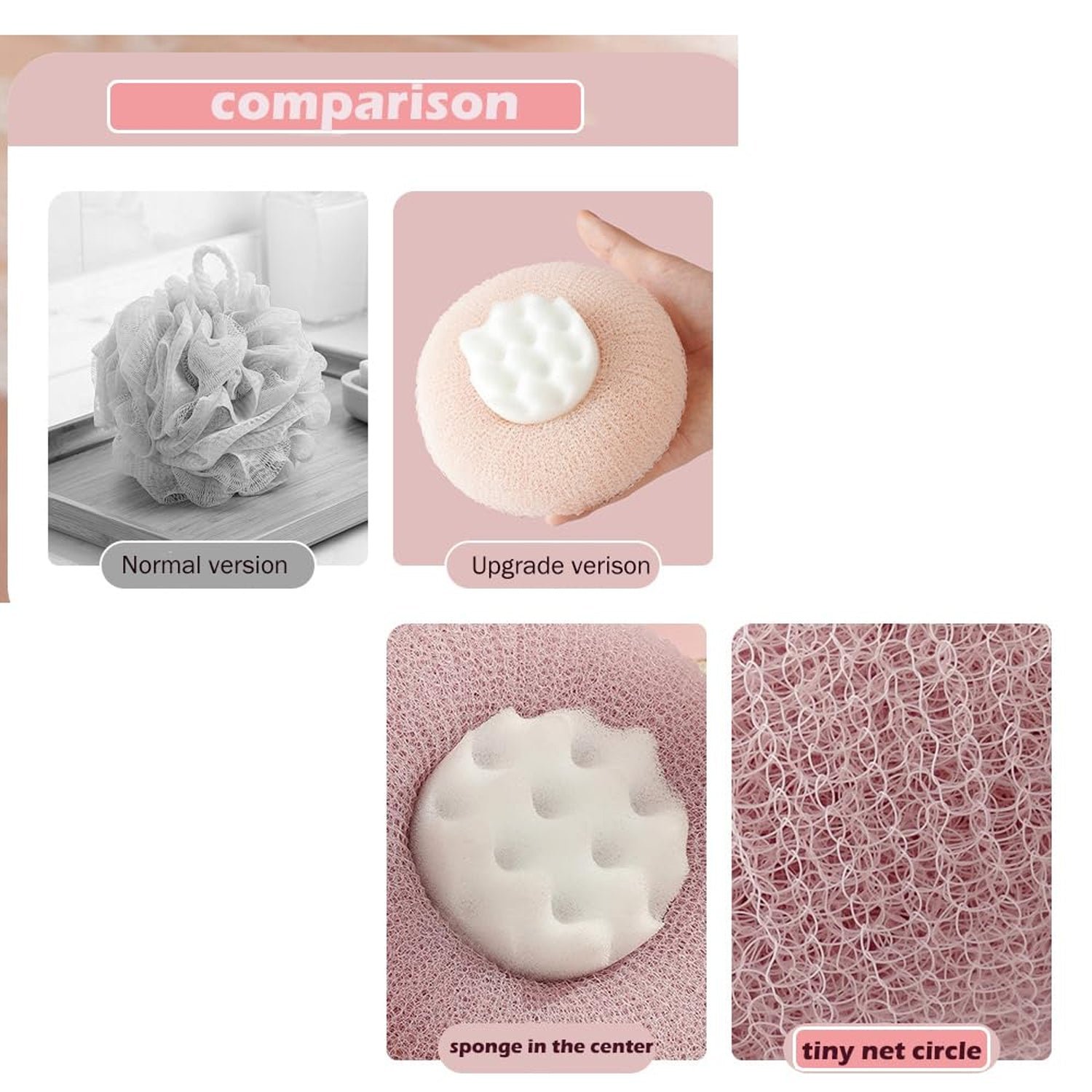 Premium Soft Exfoliating Round Bath Scrubber (1 Pc)