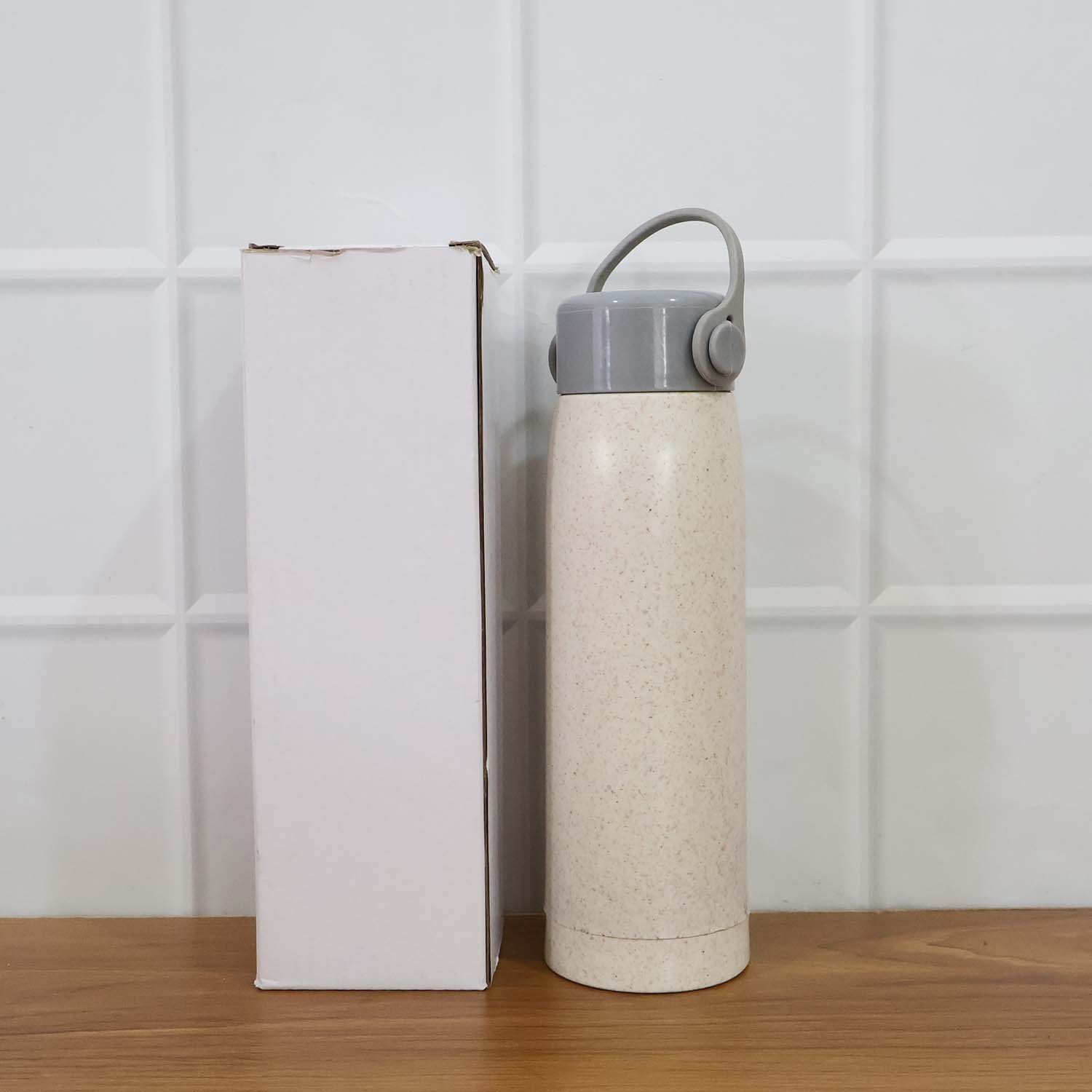 Creative Wheat Glass Water Bottle with Phone Holder (380ml)