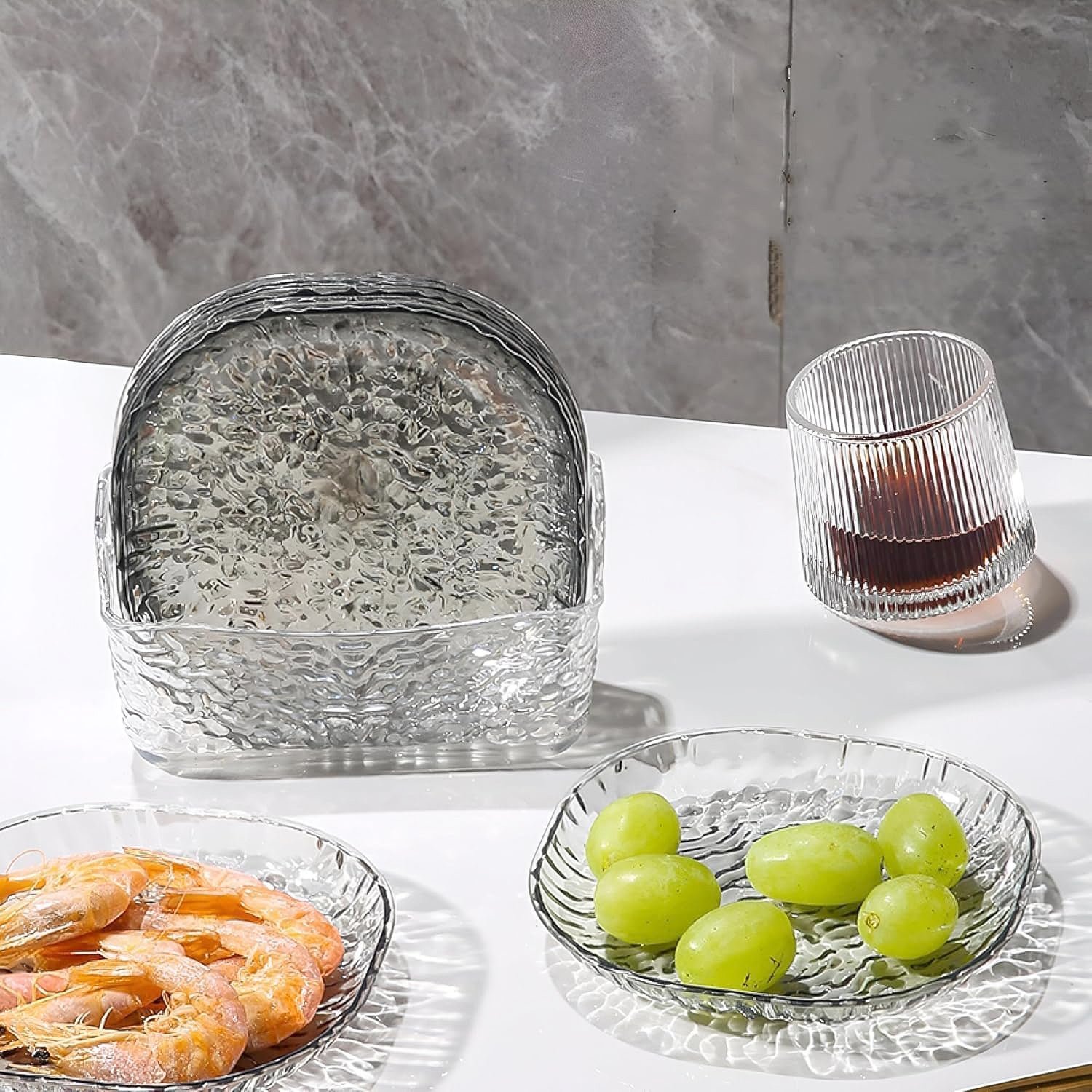 9-in-1 Crystal Glass Snack Serving Plates Set