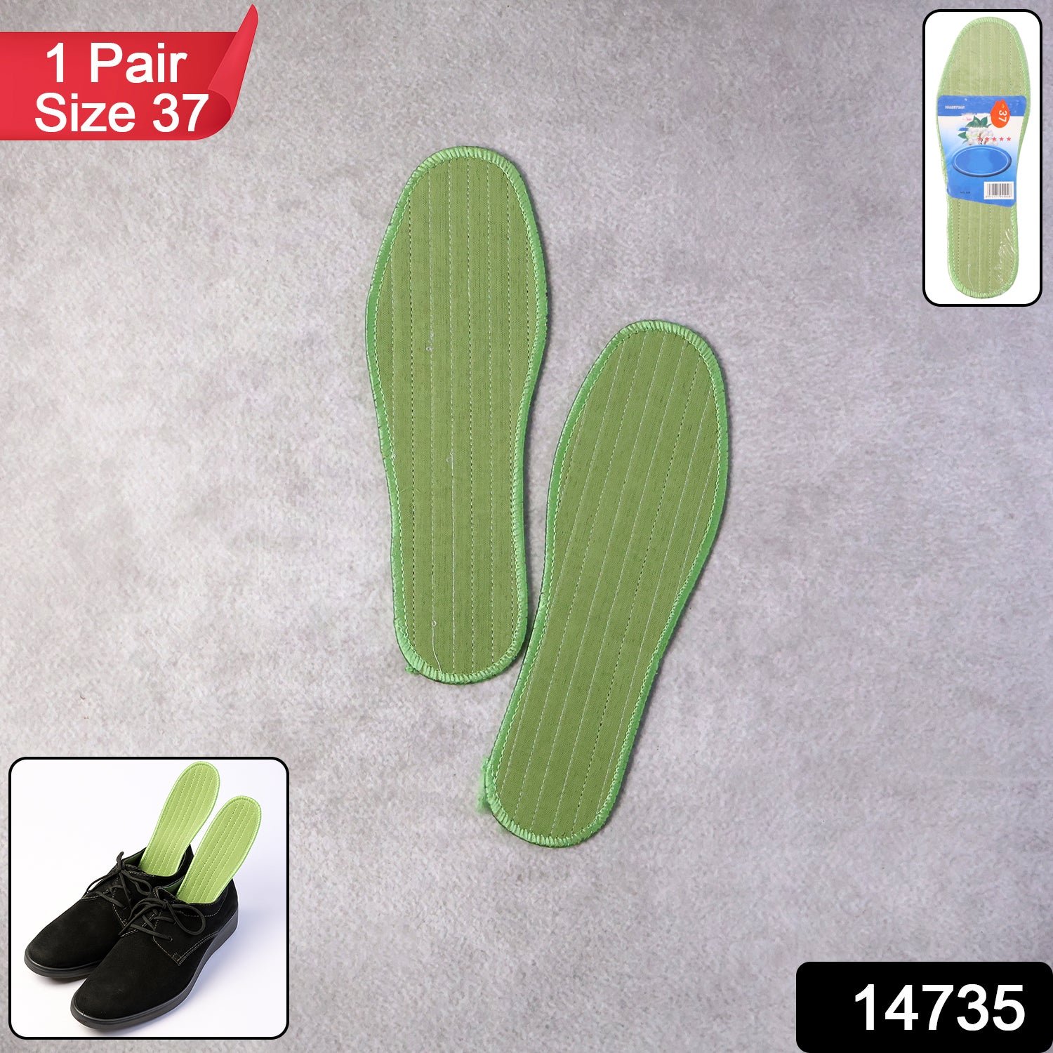 Premium Comfort Shoe Insoles for Daily Foot Support Size 37 (1 Pair / Mix Design)