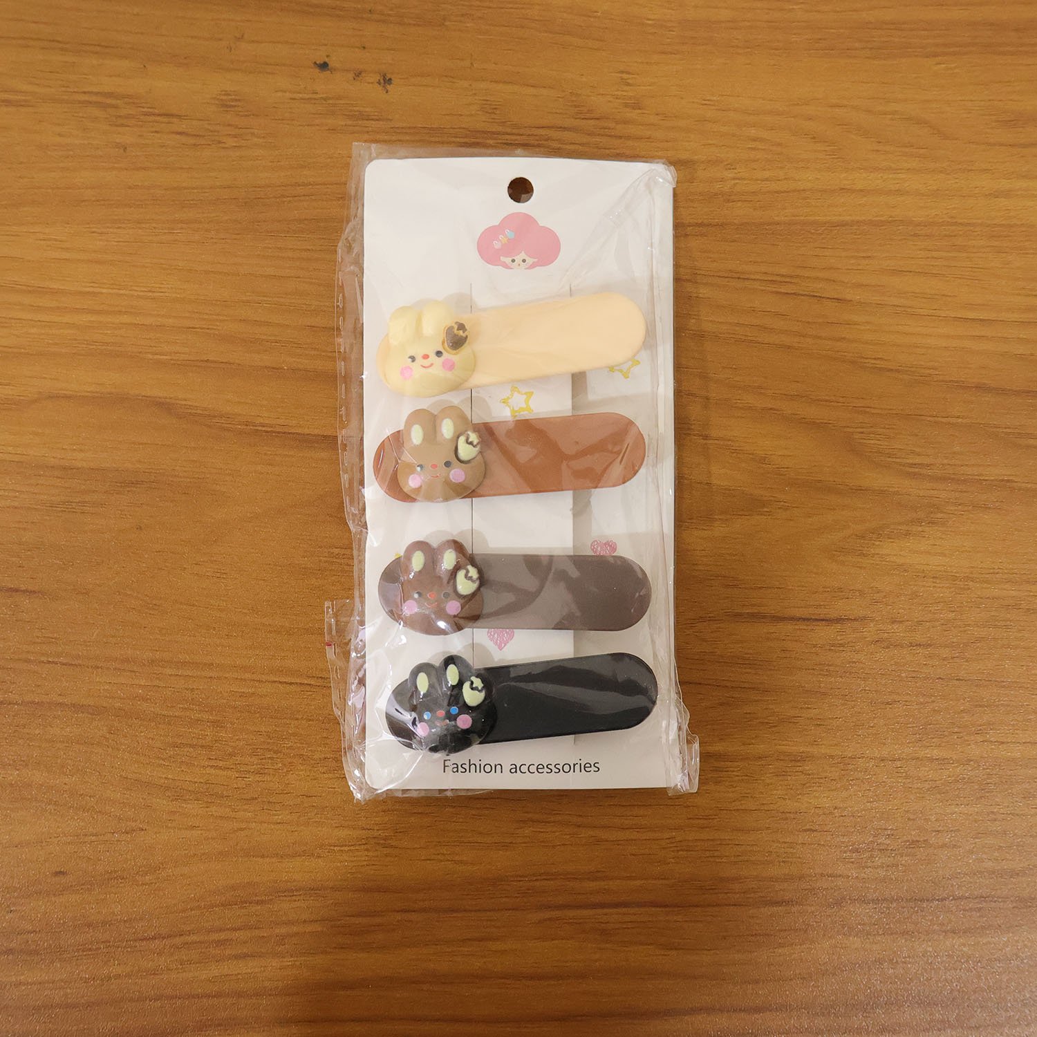 Cute Bunny Face Decorative Hair Clips Set (4 Pc)