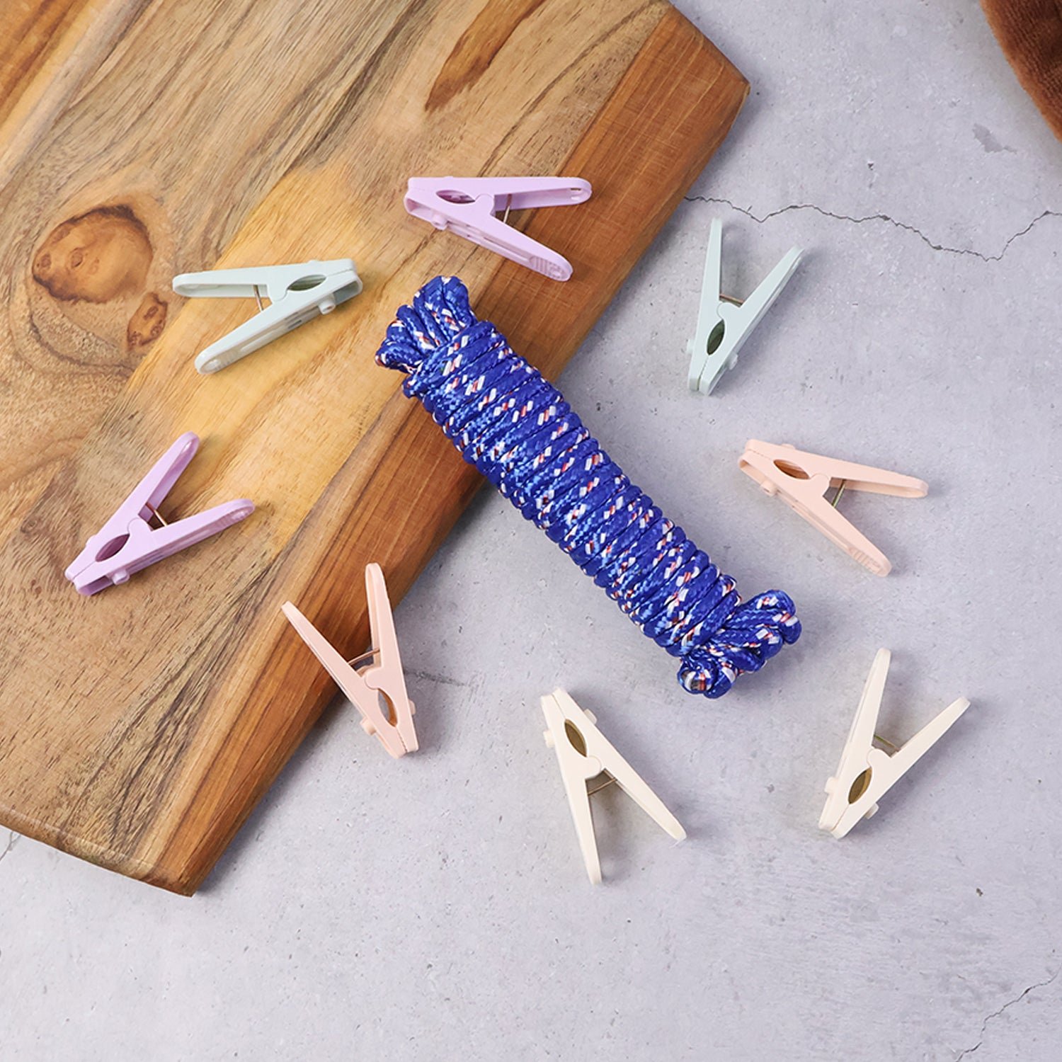 Clothesline Rope 12 Clips – 5 Meter Approx Heavy Duty Laundry Drying Rope with Clip