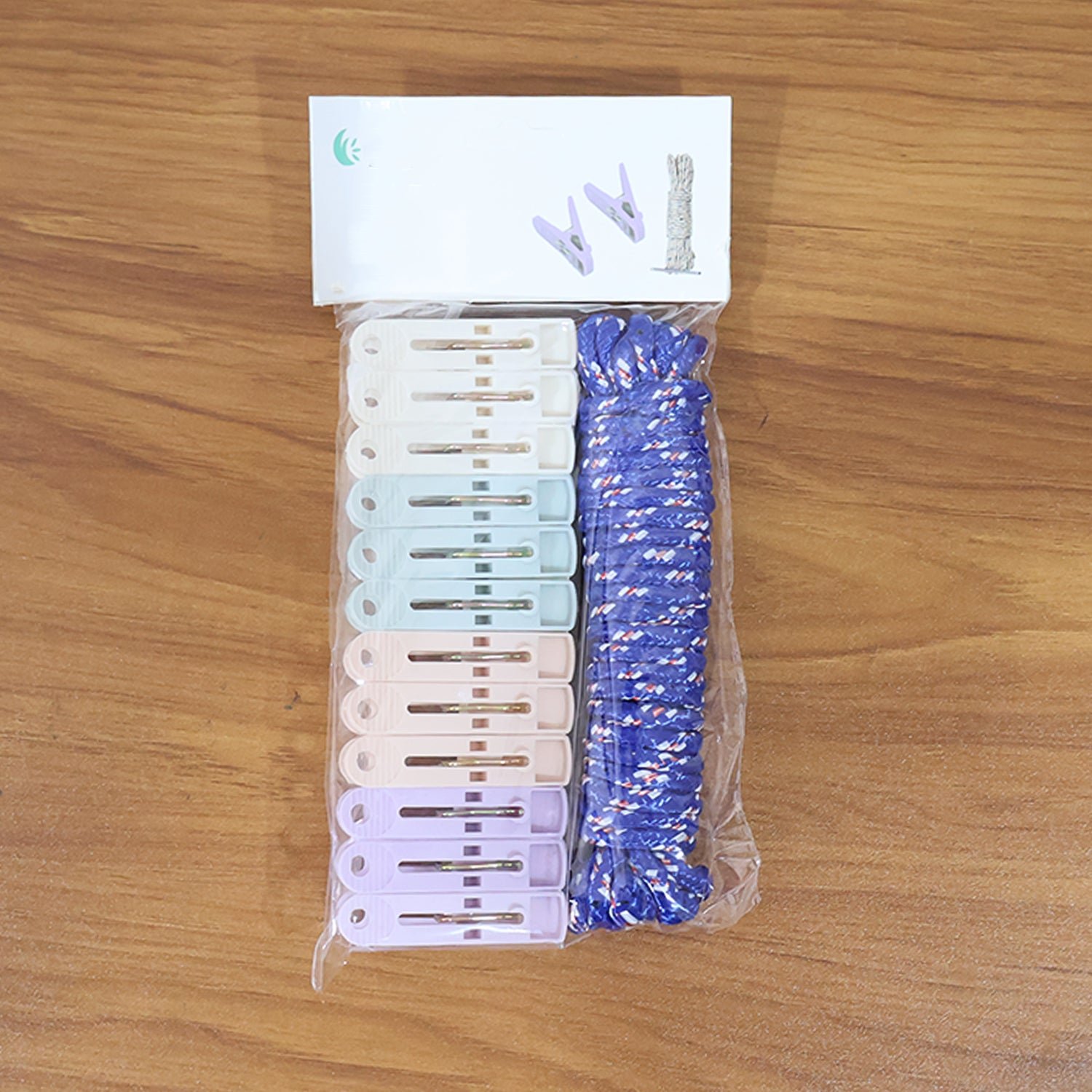 Clothesline Rope 12 Clips – 5 Meter Approx Heavy Duty Laundry Drying Rope with Clip