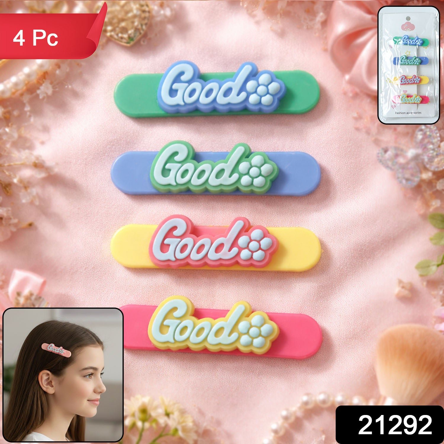 Colorful Good Design Hair Clips (4 Pc)