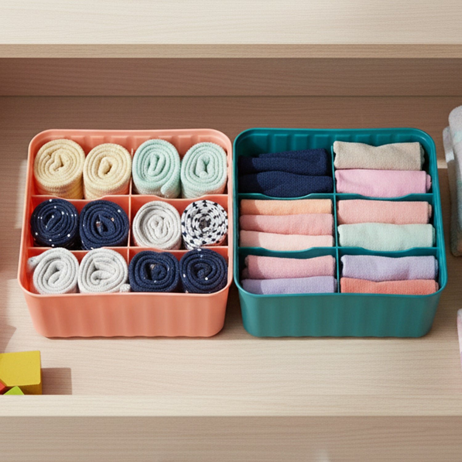 Square Organizer Box with 6 Compartments (Set of 2)