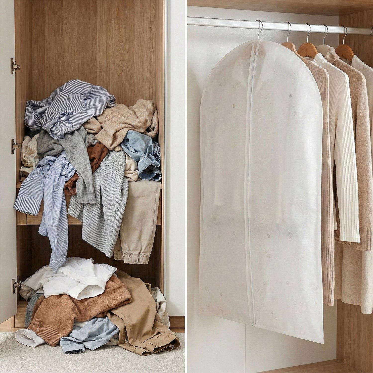 Breathable Hanging Garment Storage Cover  (1 Pc / Mix Design)