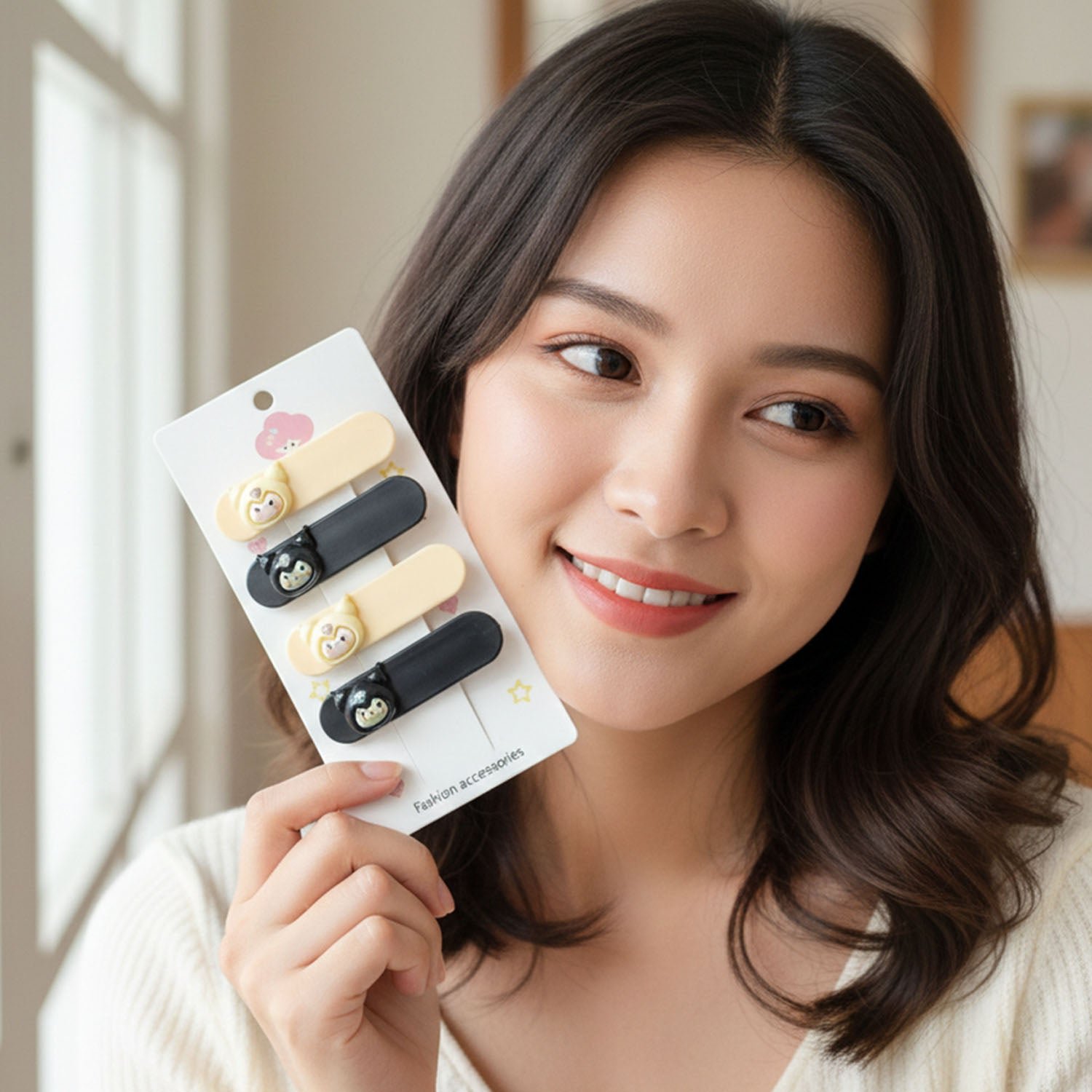 Cute Cartoon Character Decorative Hair Clips Set (4 Pc)