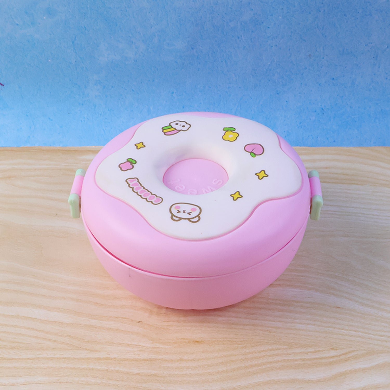 Donut Shaped Double Insulated 3 Compartment Lunch Box (1 Pc / Mix Color)