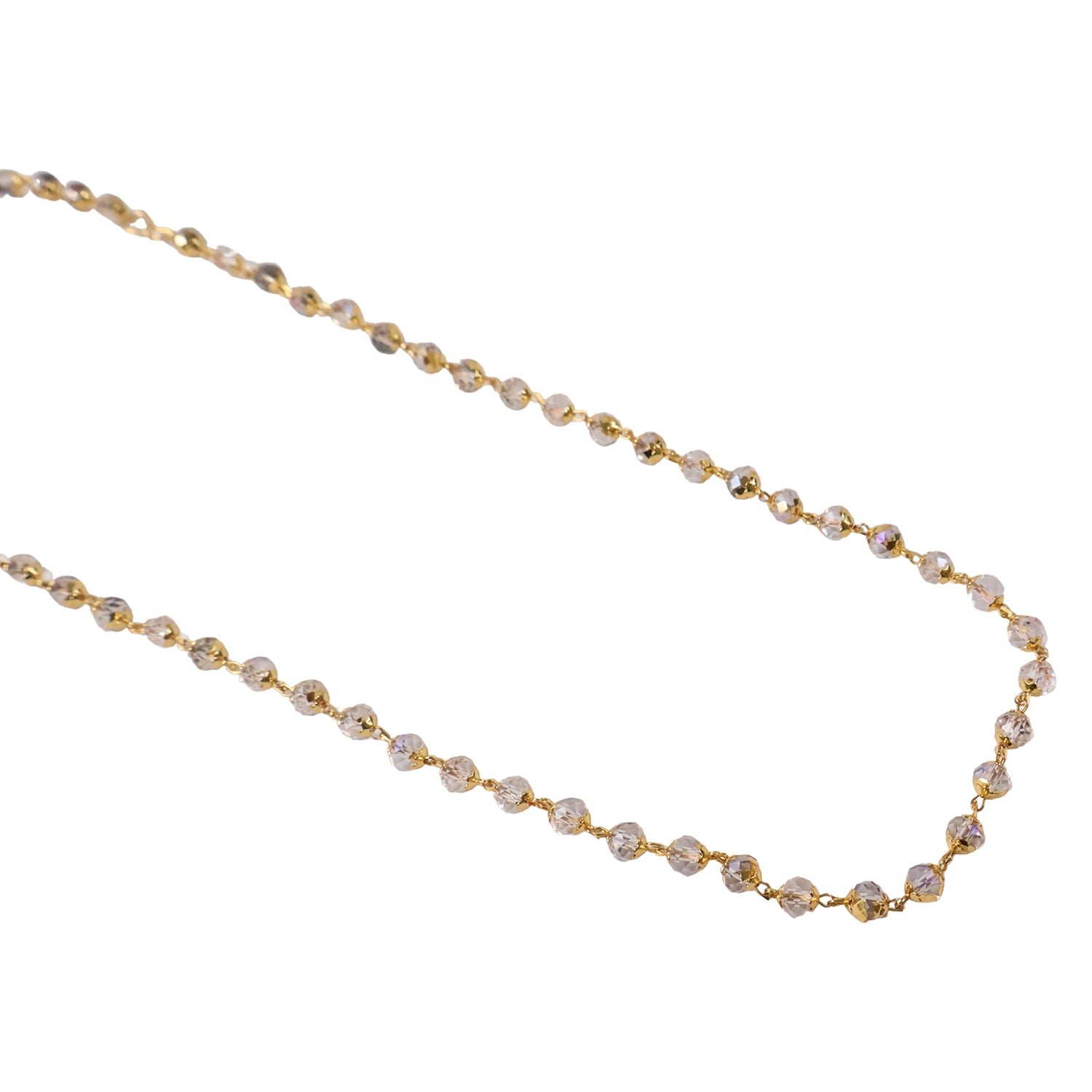 Elegant Gold-Tone Faceted Crystal Beaded Necklace (1 Pc)