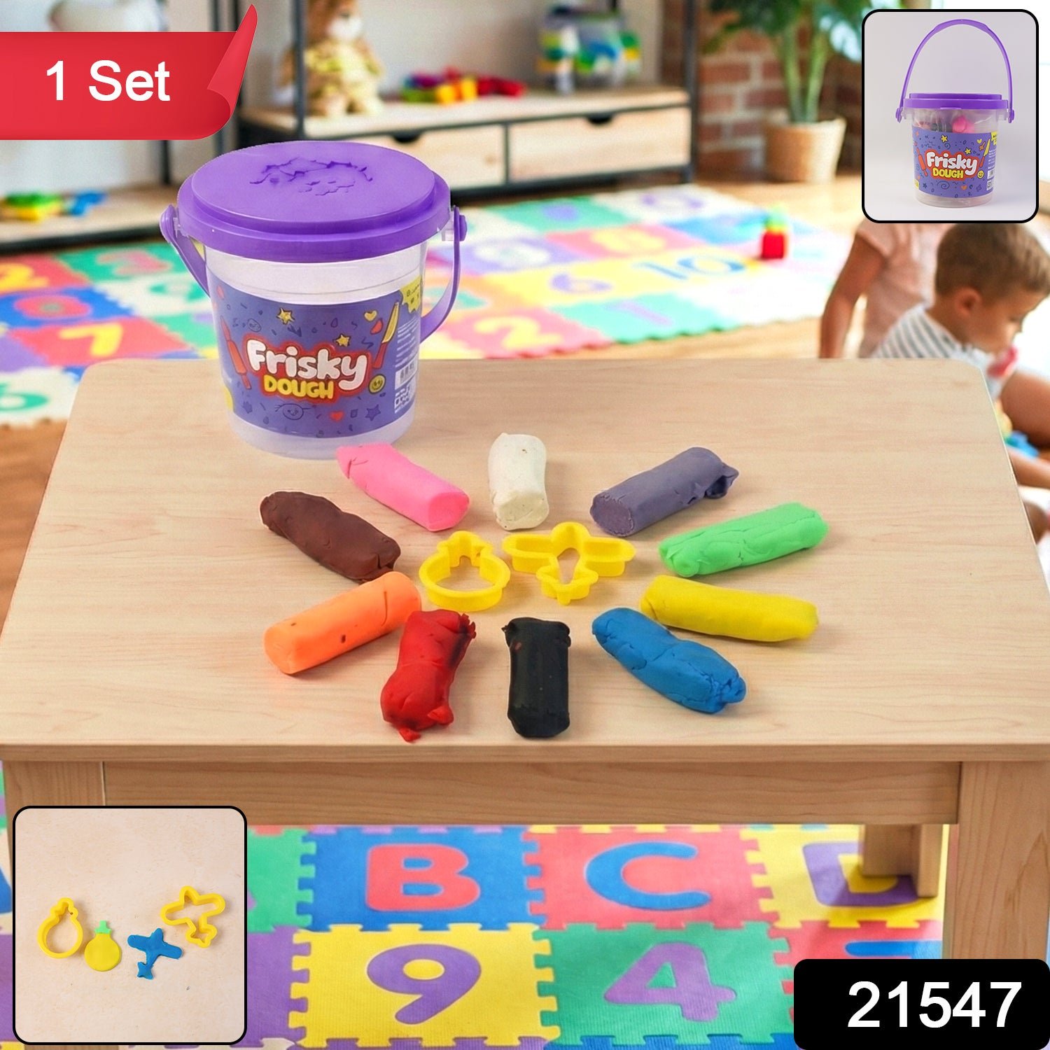 Frisky Dough Modelling Clay Set – 12 Multicolor Dough Sticks with Shape Cutters