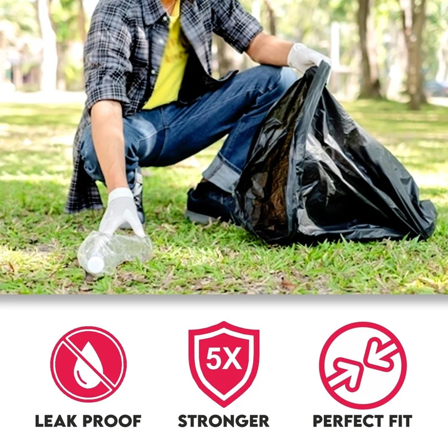 Heavy-Duty Black Garbage Bag Roll for Home & Commercial Waste Disposal (1 Roll)