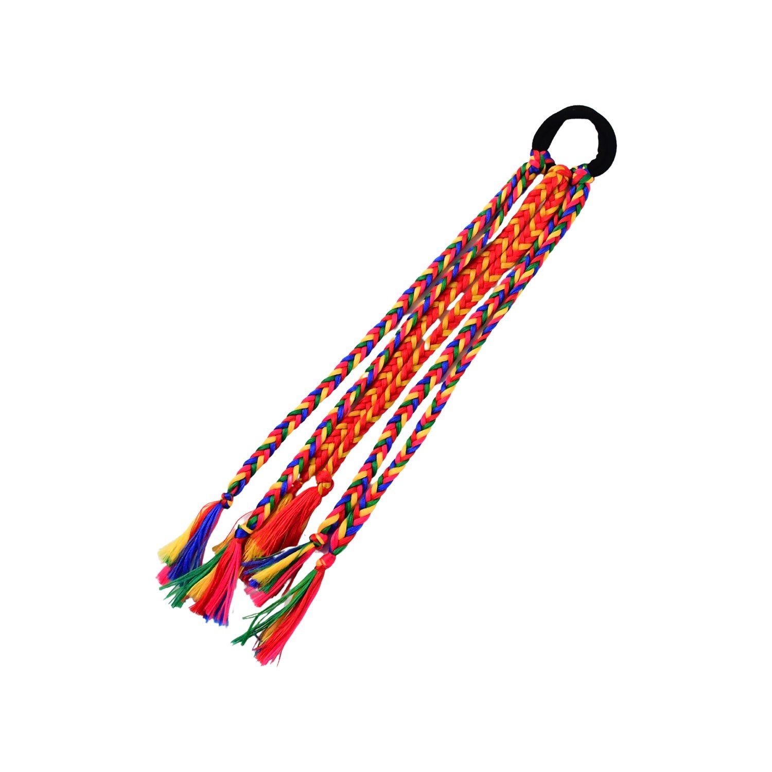 Traditional Multicolor Braided Hair Extension with Tassels