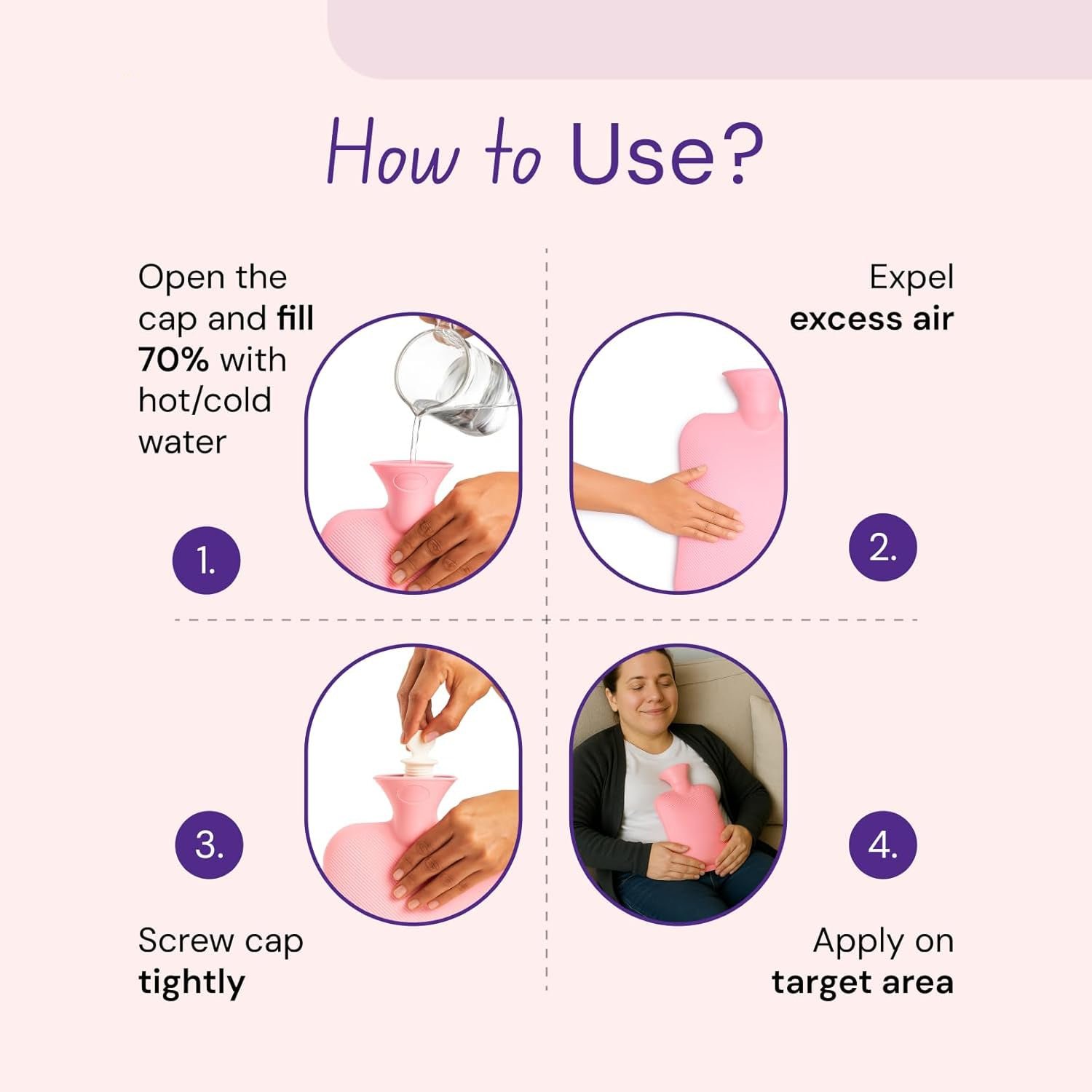 Premium Quality Rubber Hot Water Bag (31 x 19 Cm / 1 Pc)