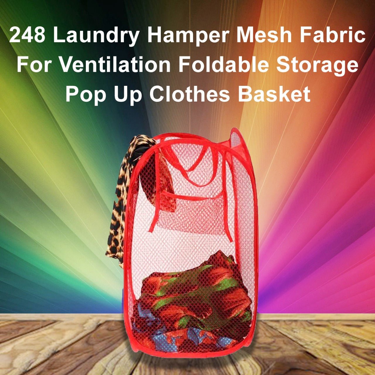 Laundry Hamper Mesh Fabric For Ventilation Foldable Storage  Up Clothes Basket