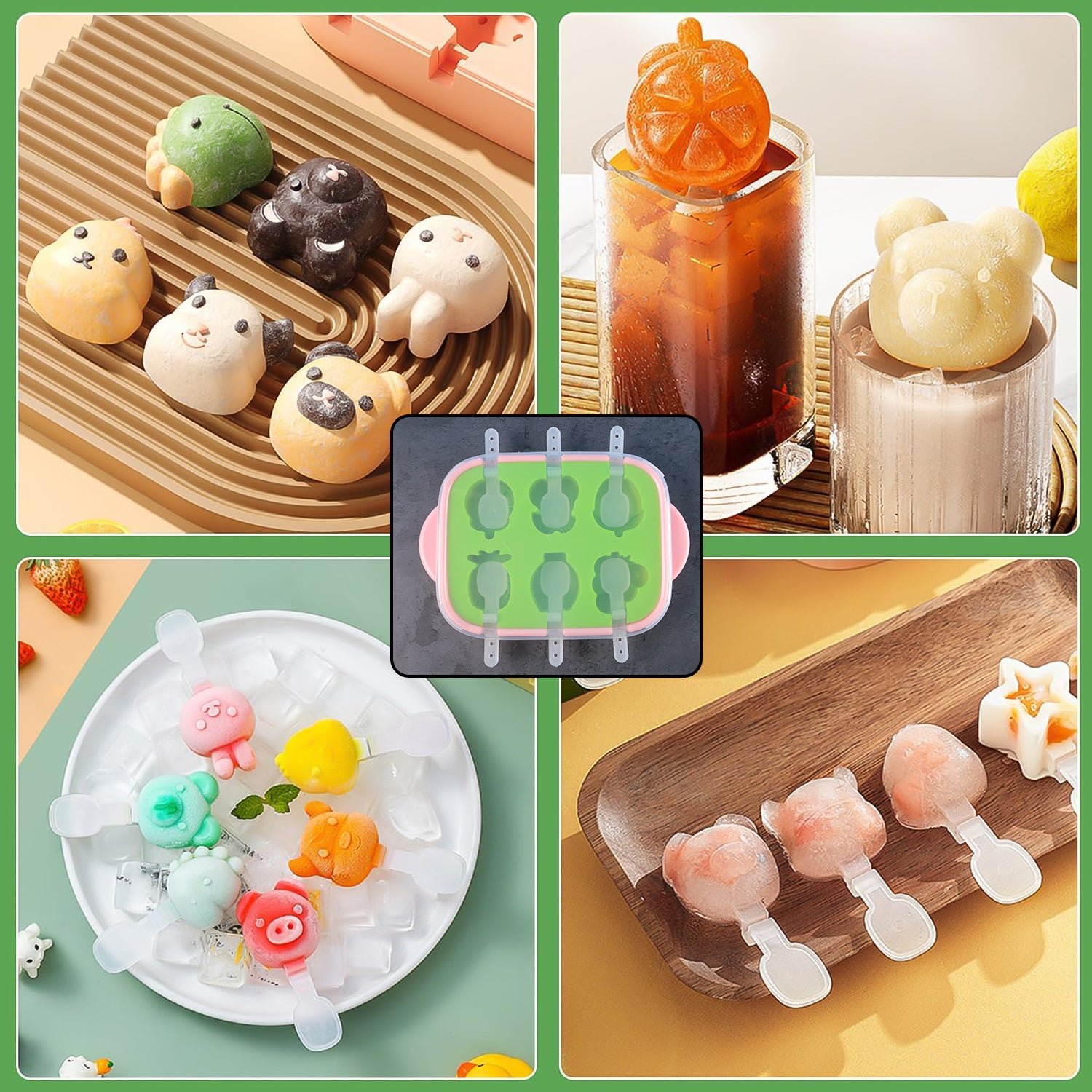 6-Cavity Silicone Ice Cream and Popsicle Mold Tray (1 Set)