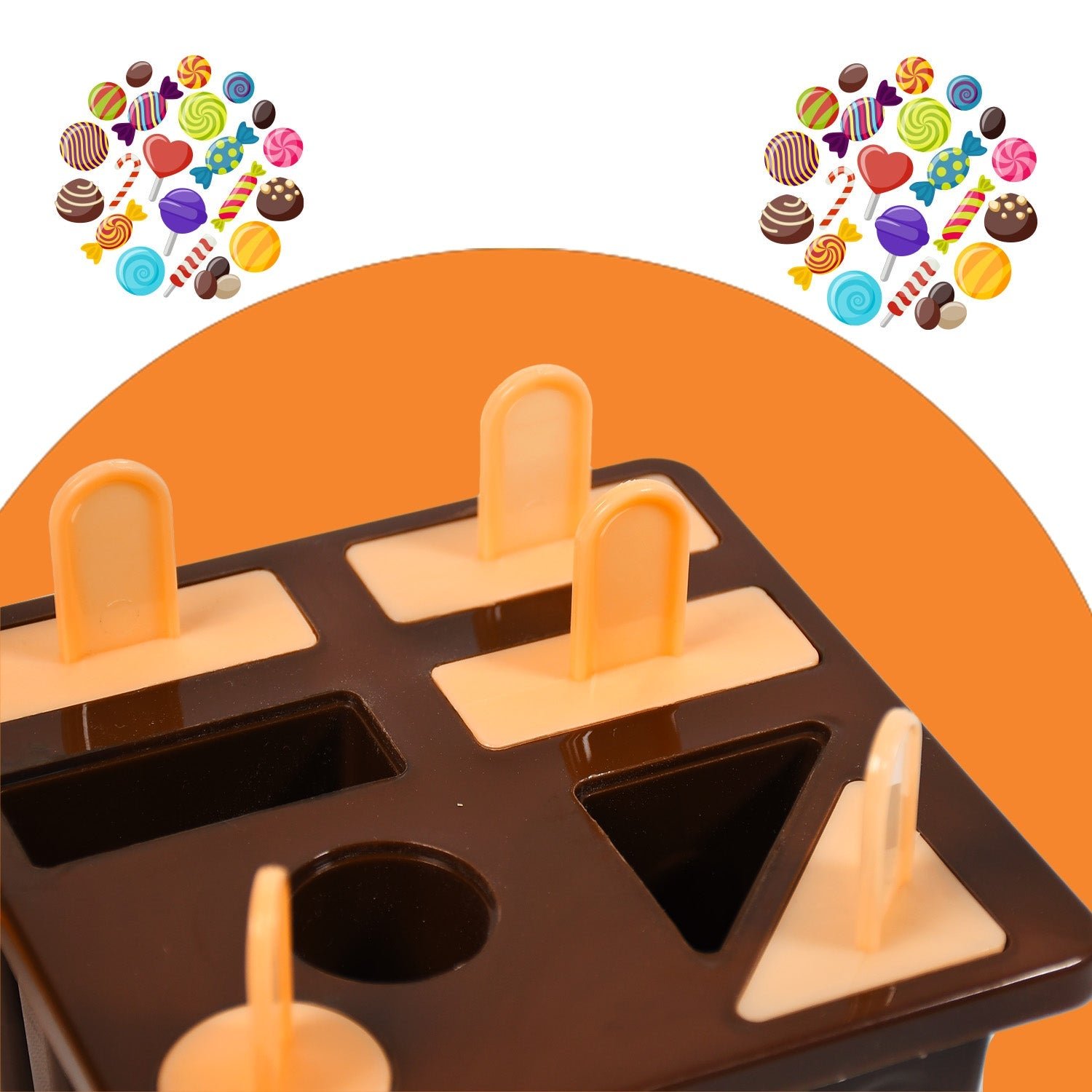 Plastic Kulfi Mold, Kulfi Molds 8 pcs Tray Ice Cream Mold (Brown Box)