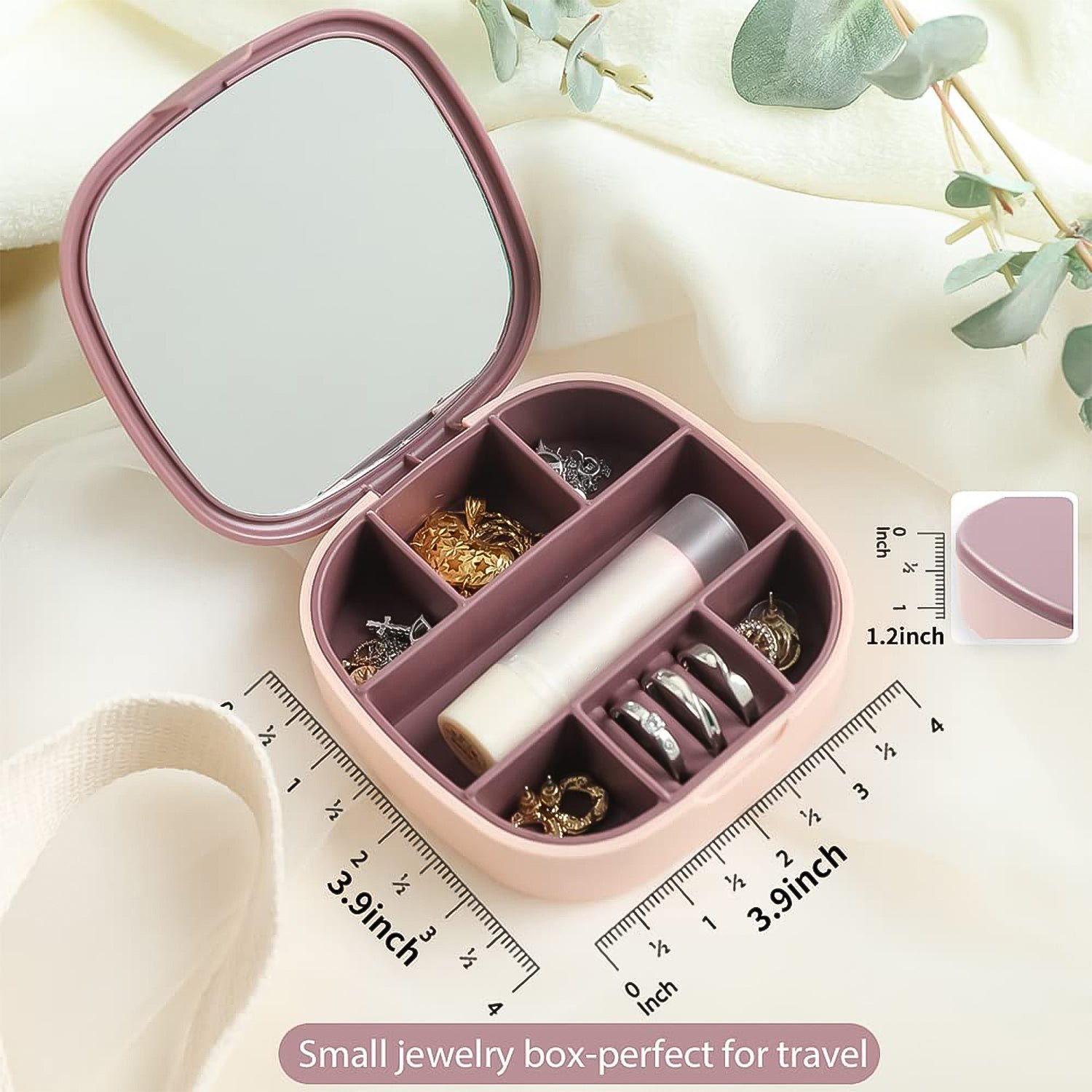 Plastic Jewelry Storage Box with Built-in Mirror & Multi-Section (1 Pc)