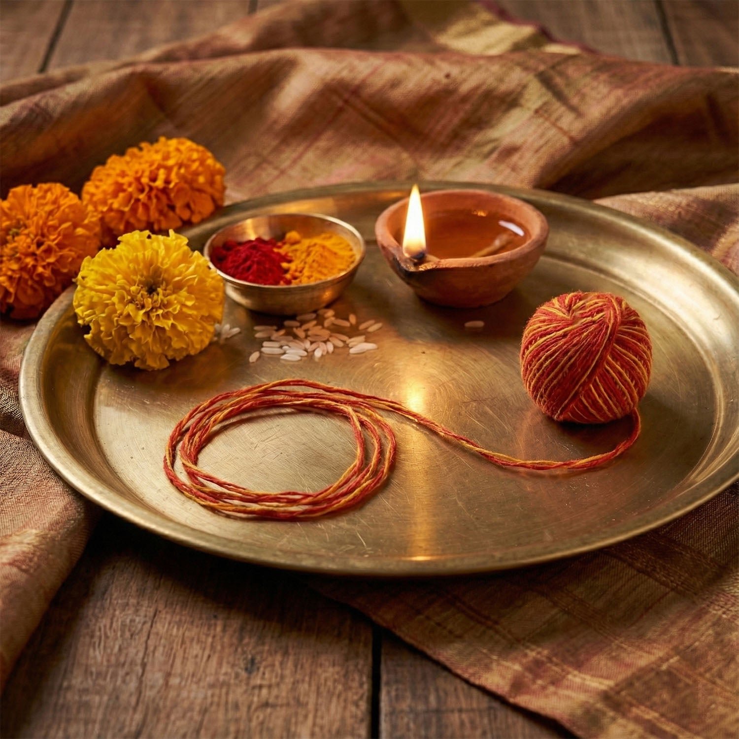 Traditional Pooja Kalawa Moli Sacred Cotton Thread Set (48 Pcs Set)