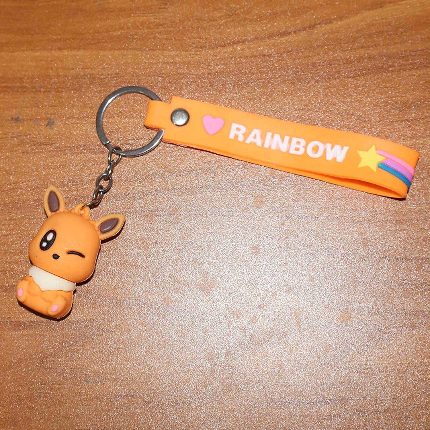 Cute Cartoon Silicone 3D Key Chain with Metal Hook & Strap (Pack of 1)