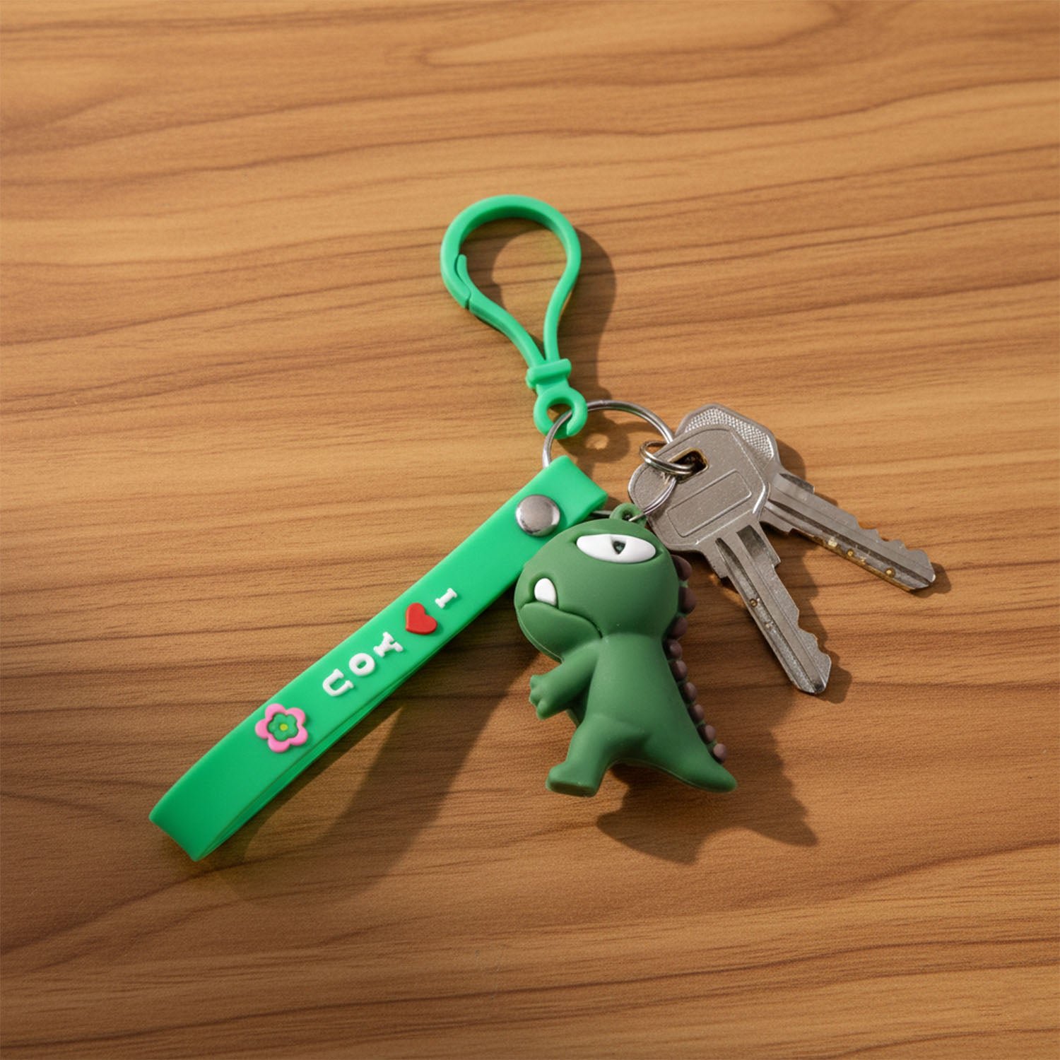 Cute Dinosaur Cartoon Silicone Keychain (1 Pc)