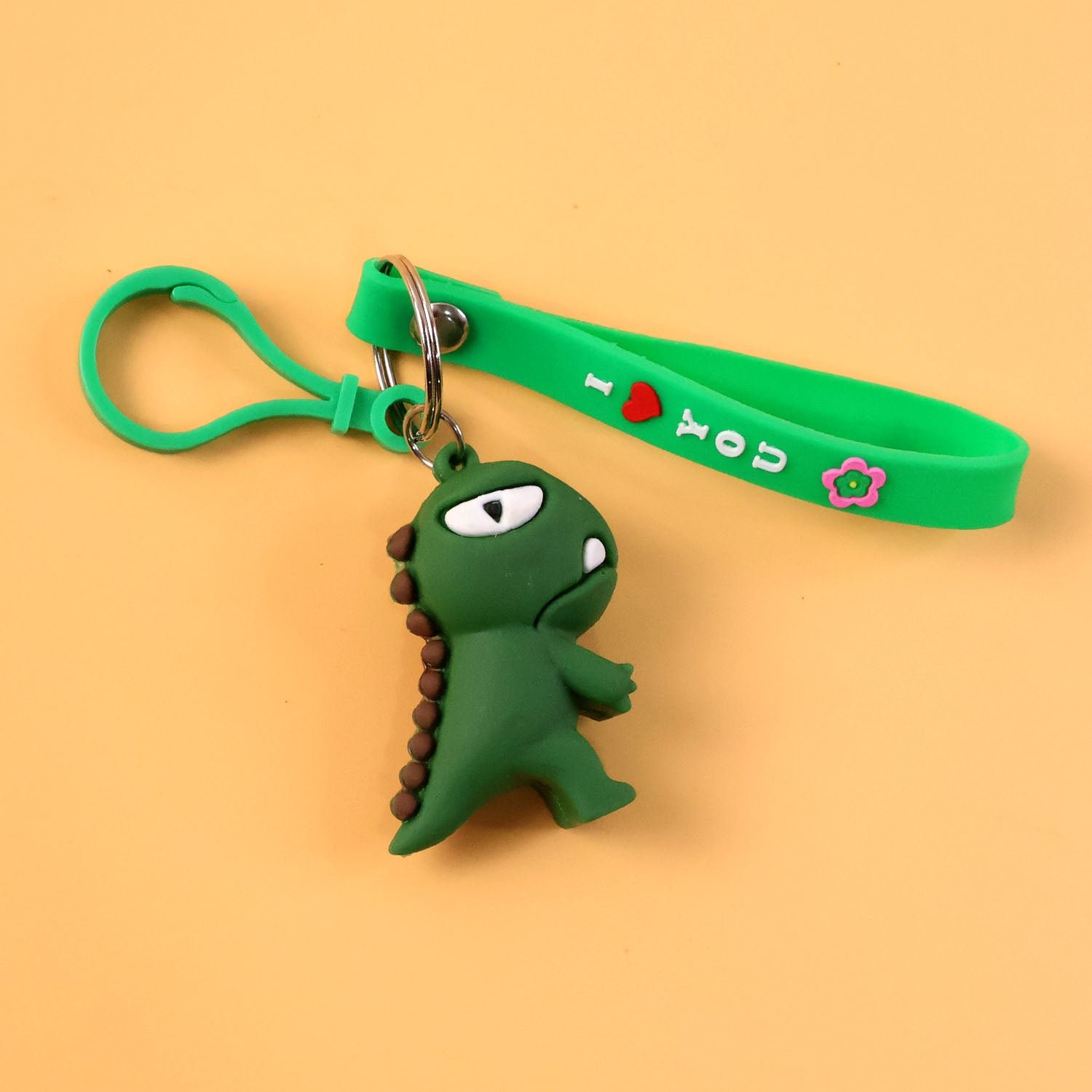 Cute Dinosaur Cartoon Silicone Keychain (1 Pc)