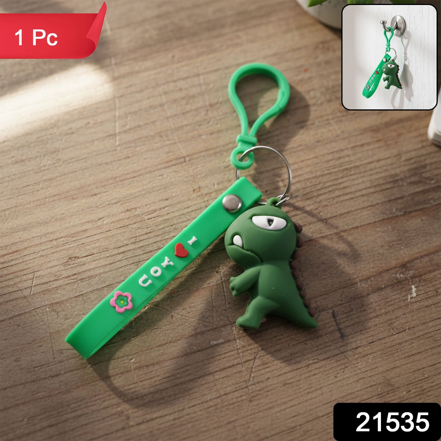Cute Dinosaur Cartoon Silicone Keychain (1 Pc)