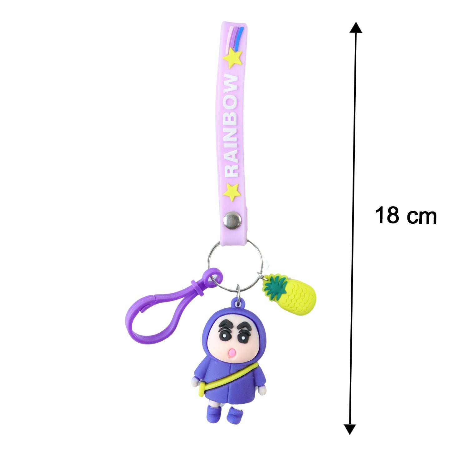 Cute Cartoon Doll Keychain with Strap and Pineapple Charm (1 Pc)
