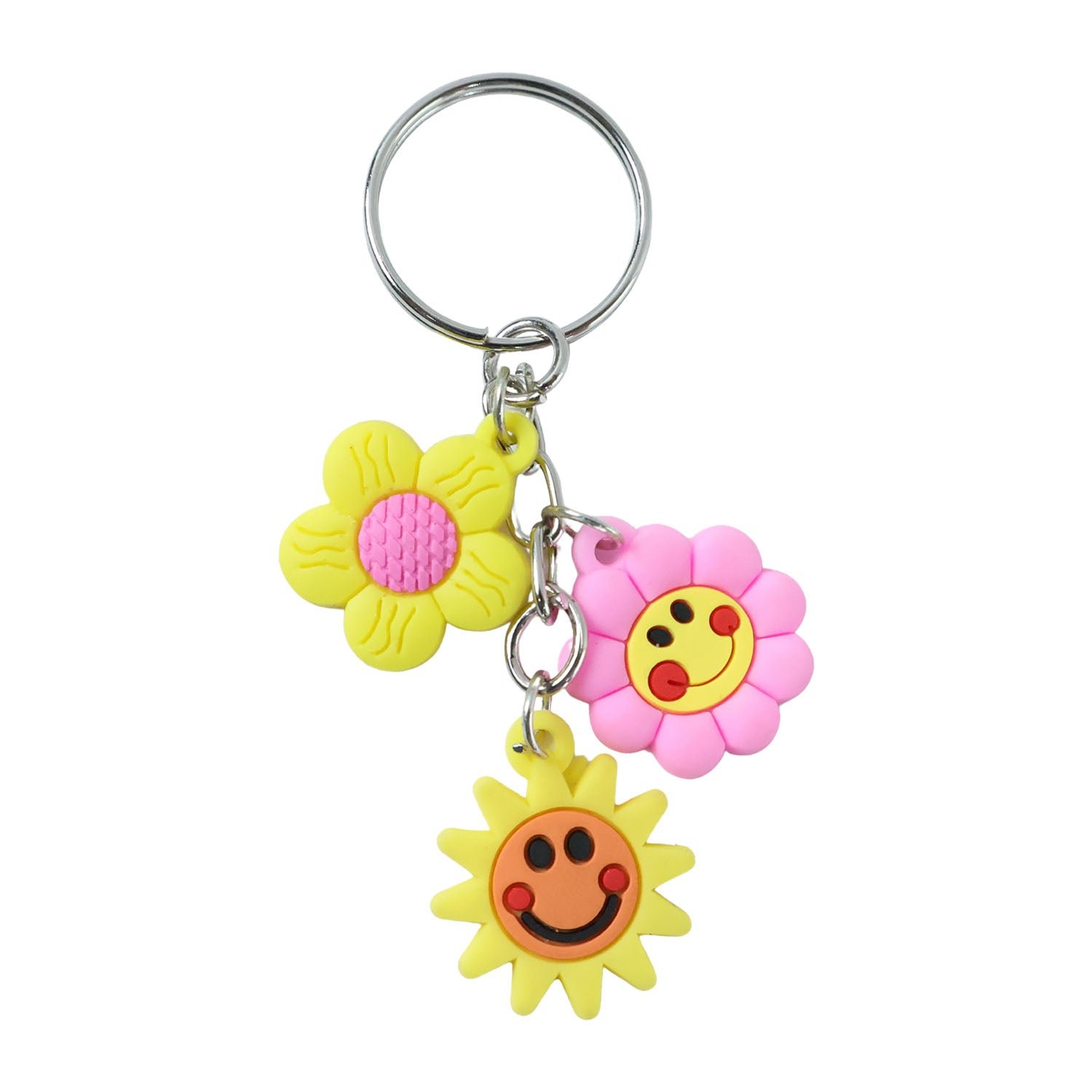 Cute Flower & Smiley Face Cartoon Keychain (1 Pc)