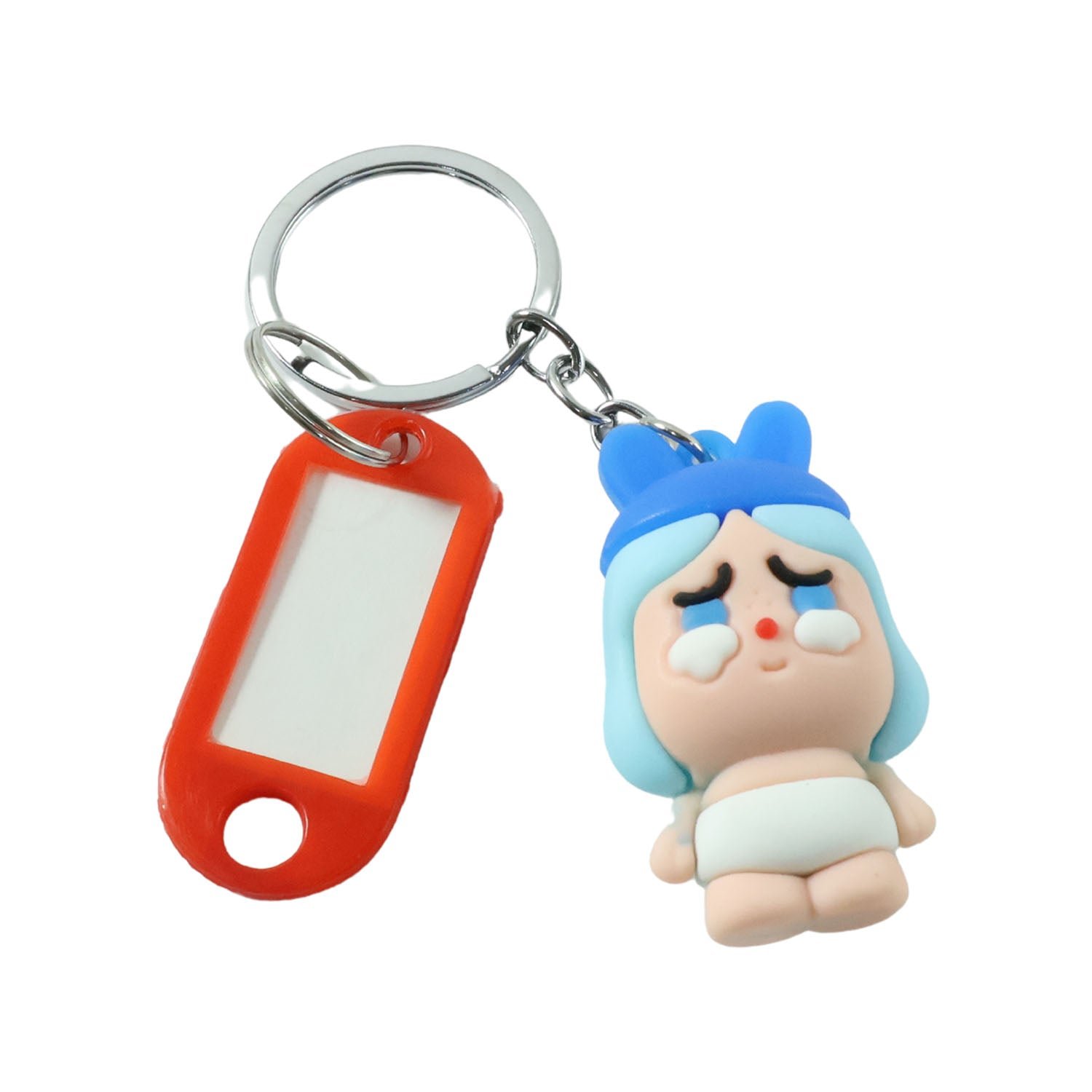 Cute Cartoon Baby Character Keychain with Label Tag Holder (1 Pc)