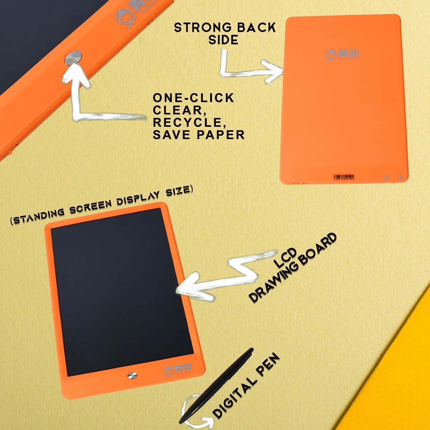 Portable LCD Writing Board Slate Drawing Record Notes Digital   (1 pc / 25×15 Cm)