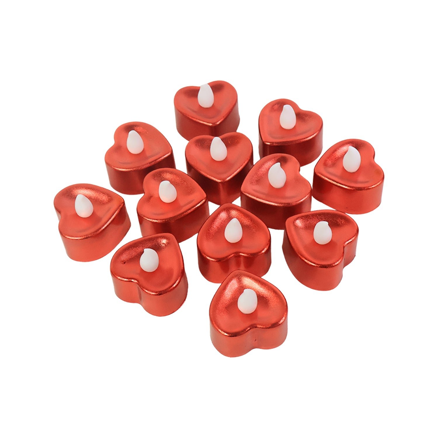 Heart Shaped LED Tea Light Candles (Mix Color / 12 Pc)