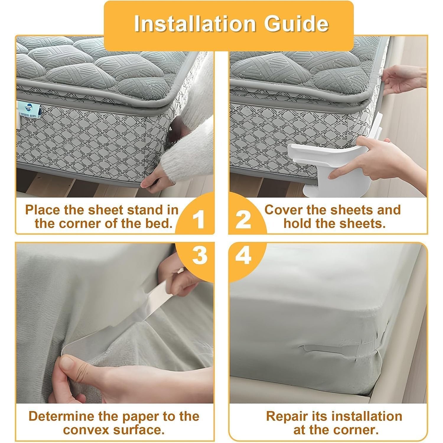 Plastic Bed Sheet Holders for Mattress (4 Pc Set)