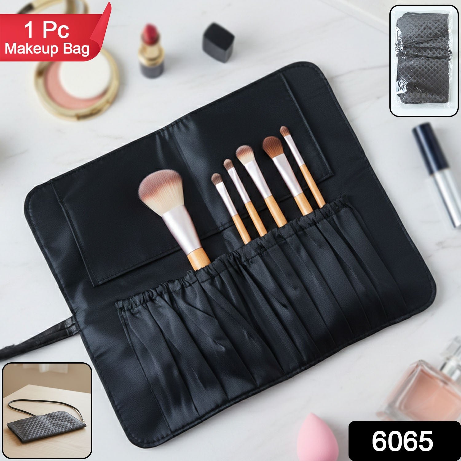 Premium Foldable Makeup Brush Organizer Bag (1 Pc)