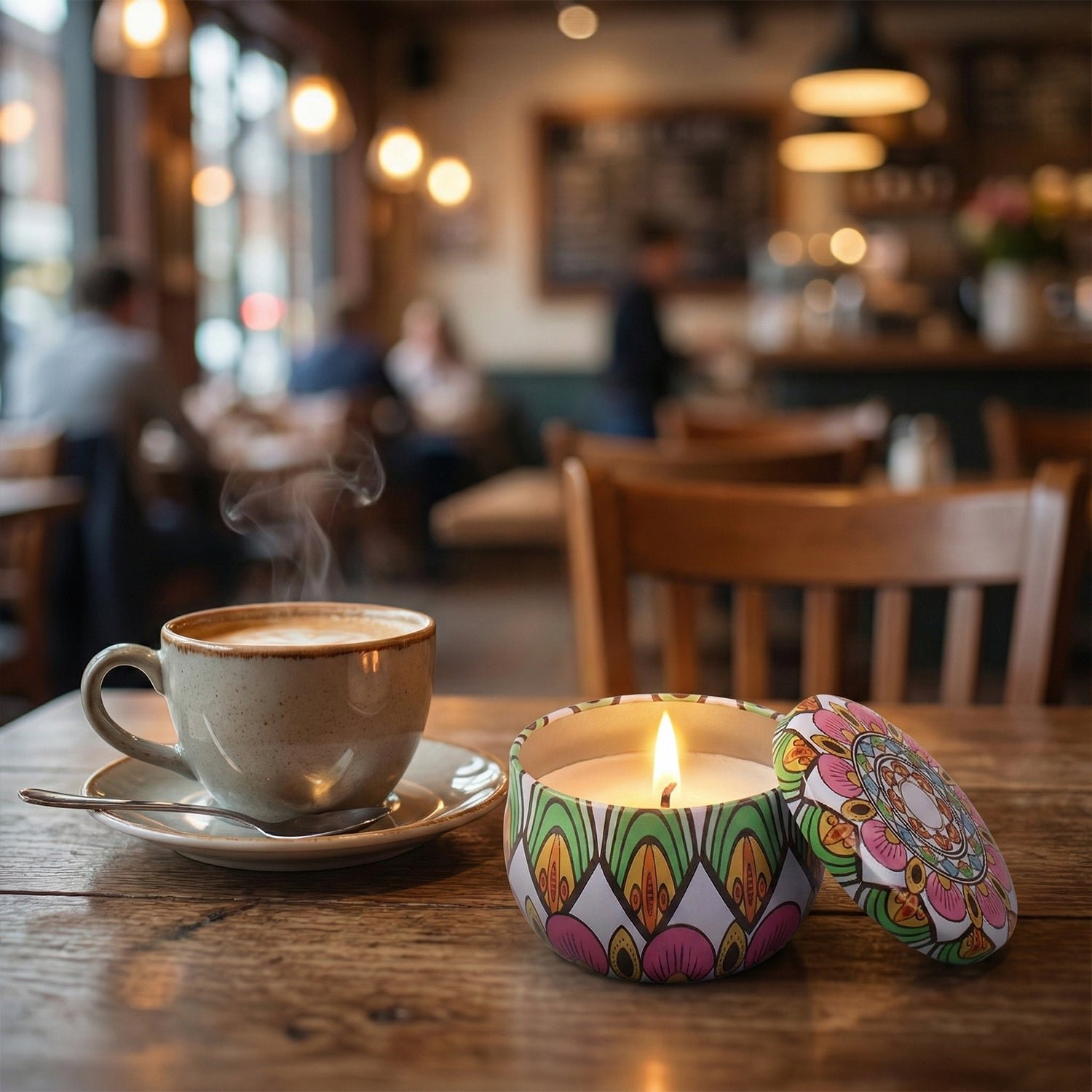 Premium Decorative Mandala Printed Metal Candle Container (1 Pc)