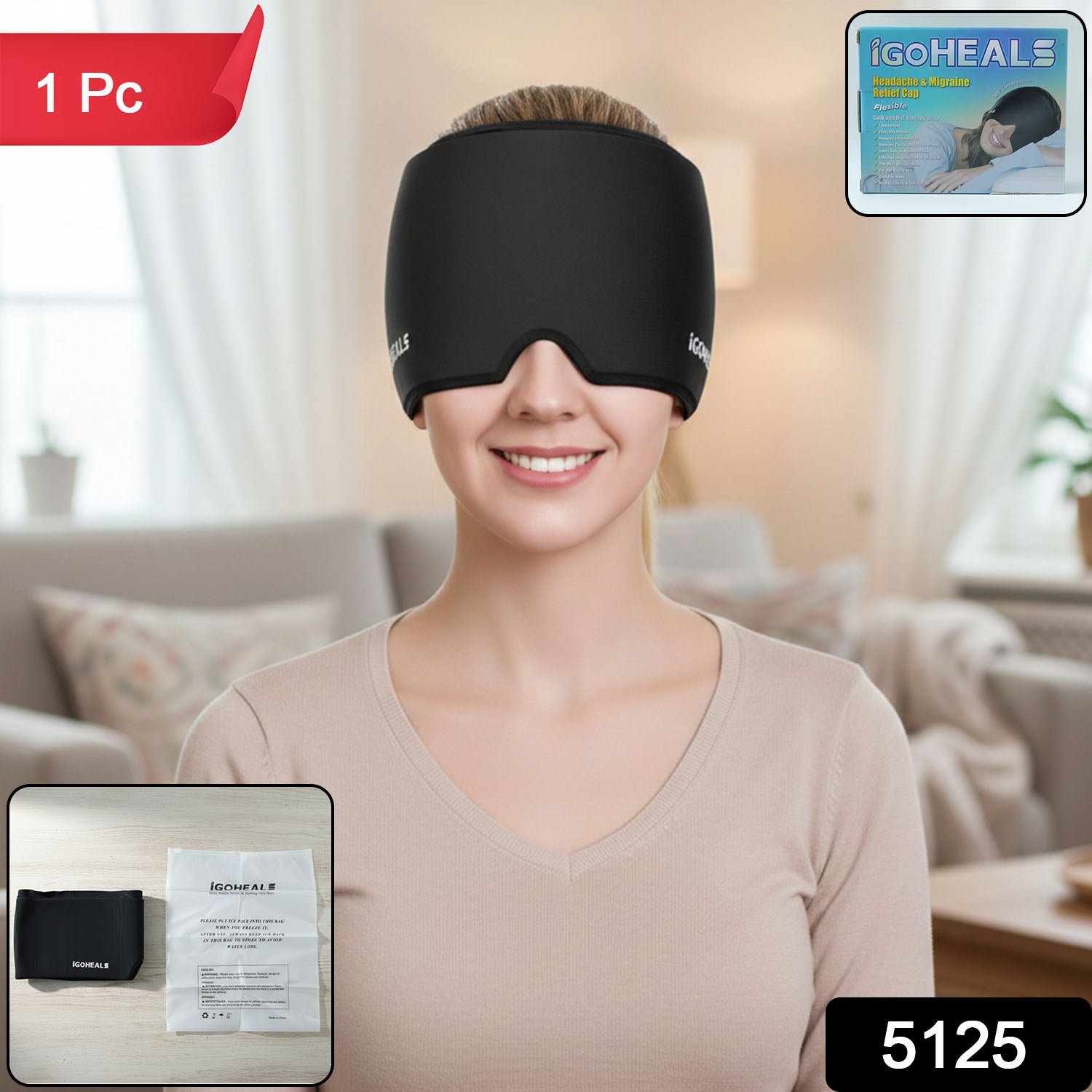 Hot & Cold Therapy Headache Relief Cap (1 Pc)