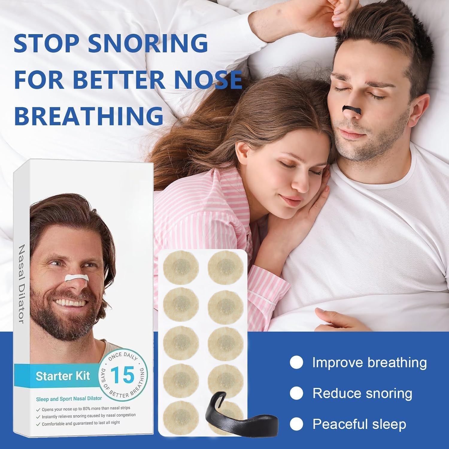 Nasal Strip Starter Kit – Boost Oxygen Intake, Reduce Snoring (1 Set)