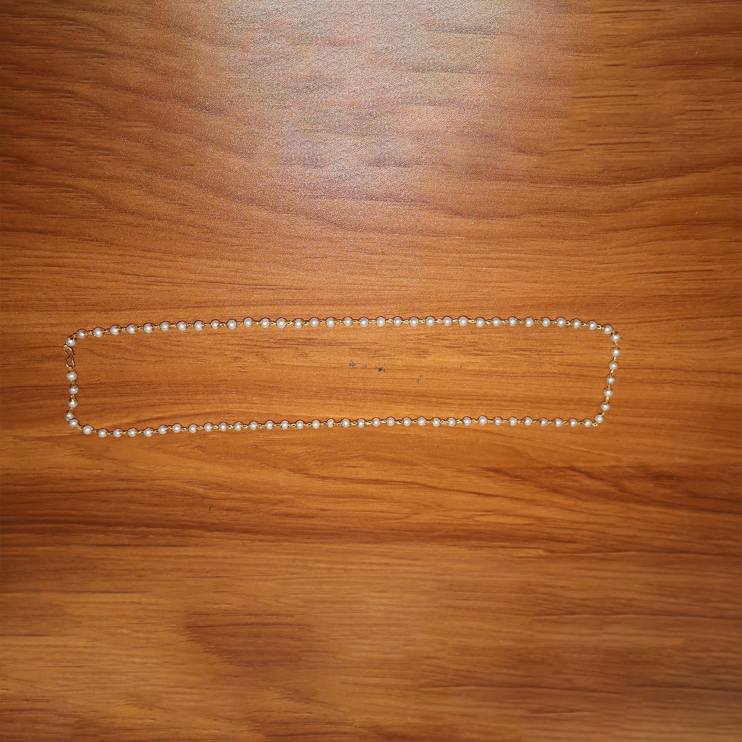 Elegant Pearl Beaded Long Necklace with Gold-Tone Link Chain (1Pc)