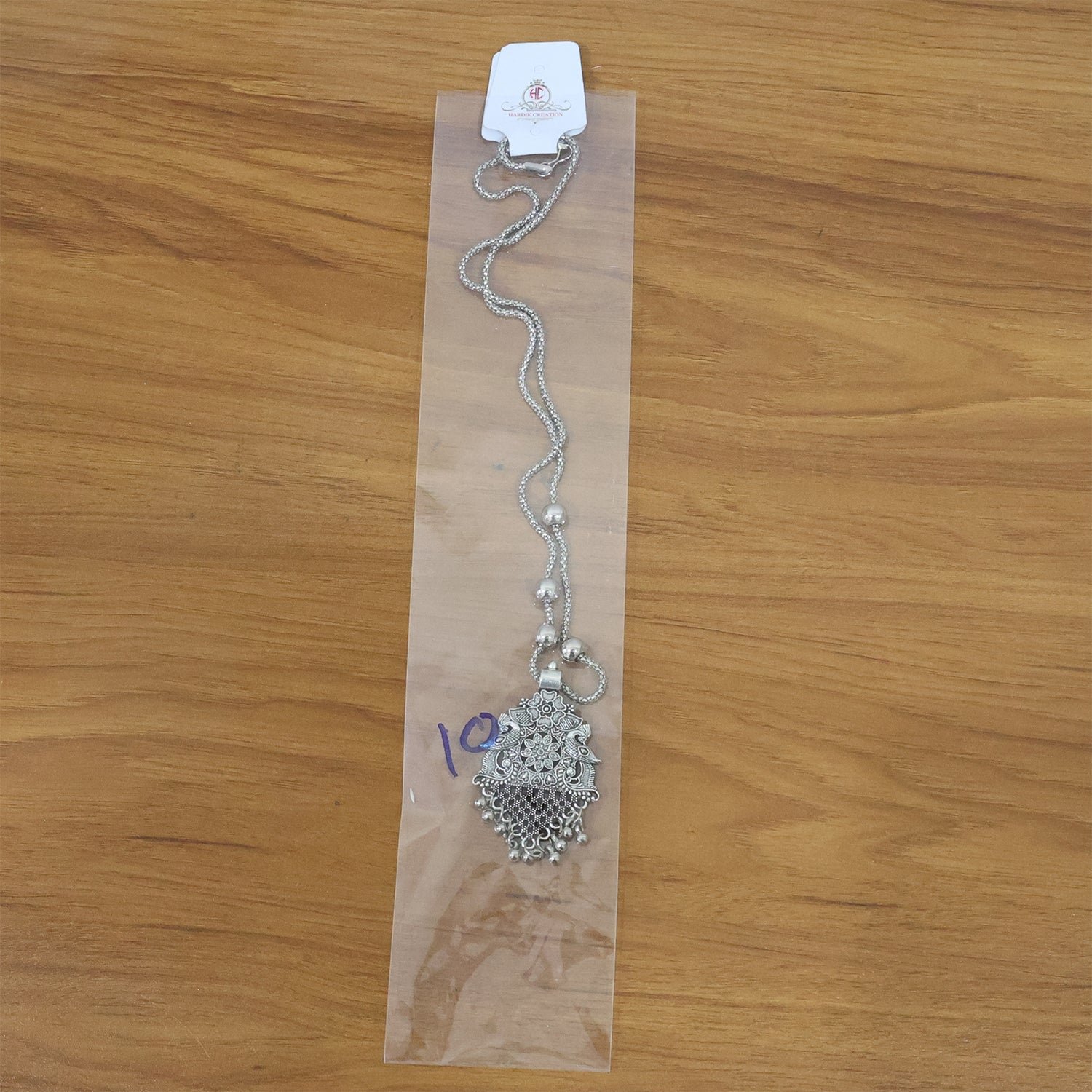 Oxidized Silver Finish Floral Motif Statement Pendant Necklace (1 Pc)