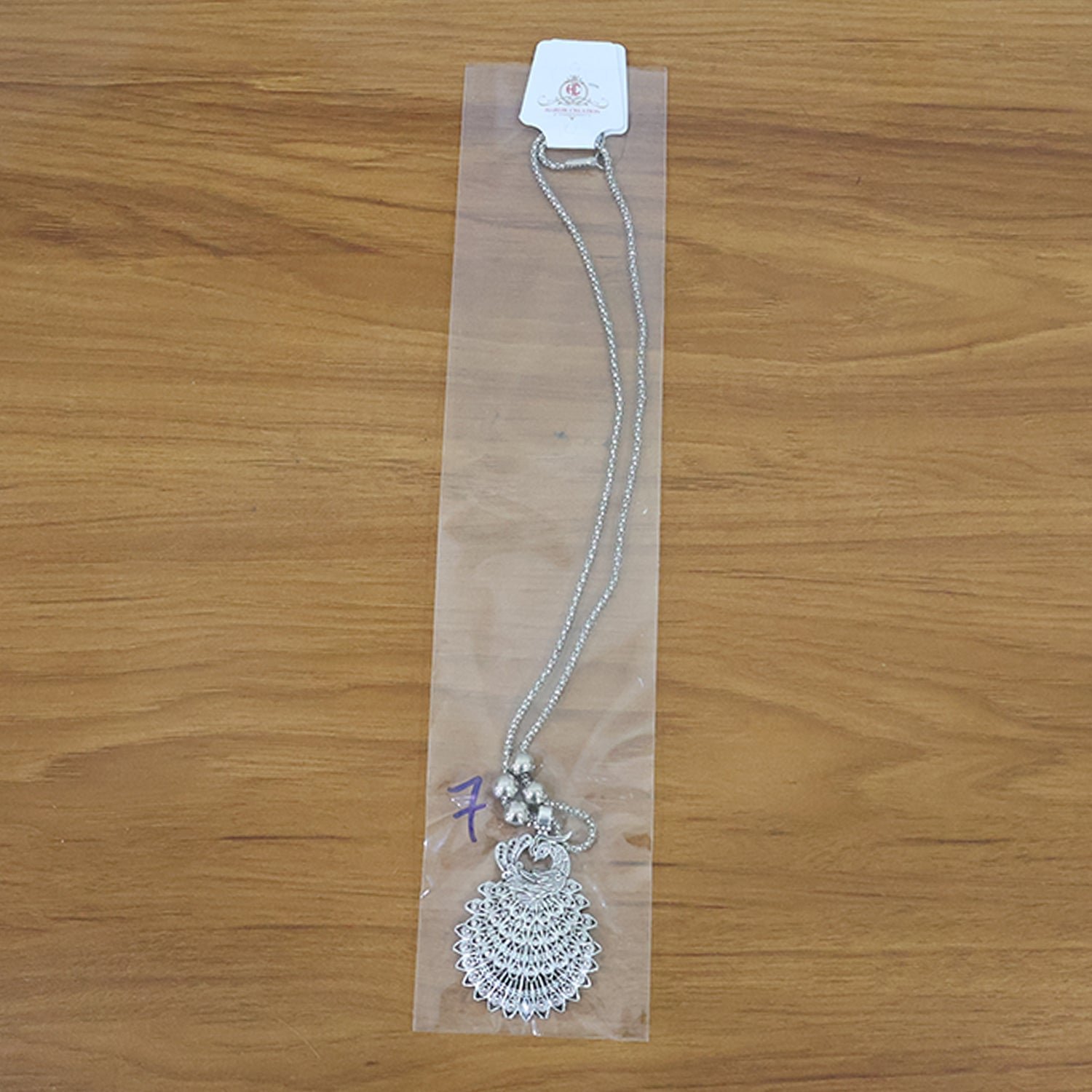 Elegant Peacock Design Oxidised Silver Finish Pendant Necklace (1 Pc)