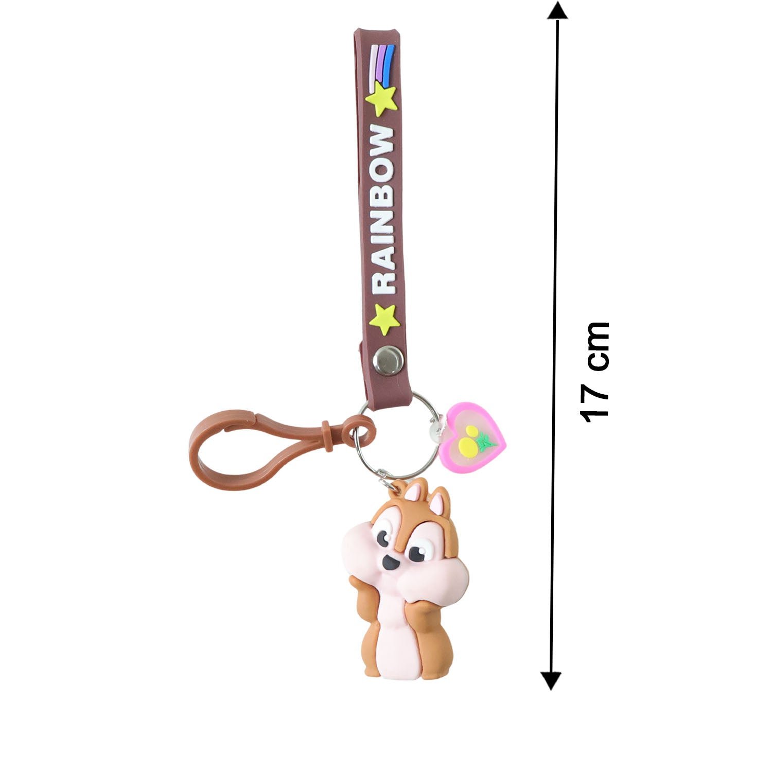 Cute Cartoon Animal Silicone Keychain with “Rainbow” Strap (1 Pc)