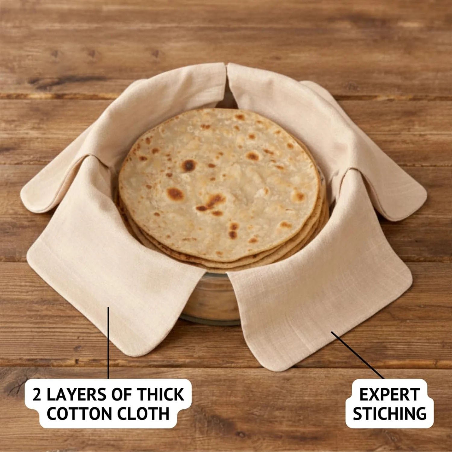 Multipurpose Cotton Roti Cloth Cover, Round Roti Cover  (51 x 51 cm, Pack of 2 )