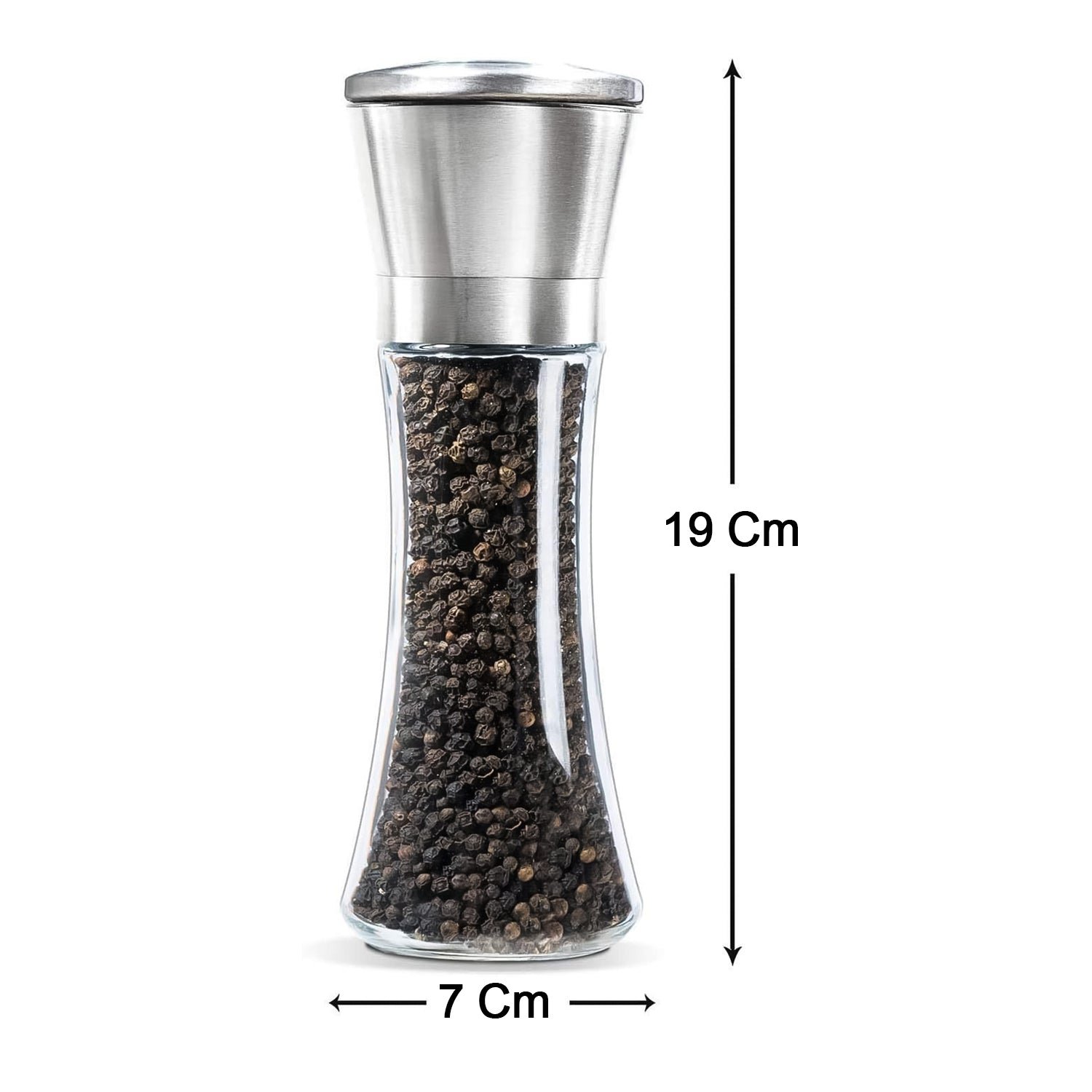Premium Stainless Steel & Glass Manual Spice Grinder (1 Pc)