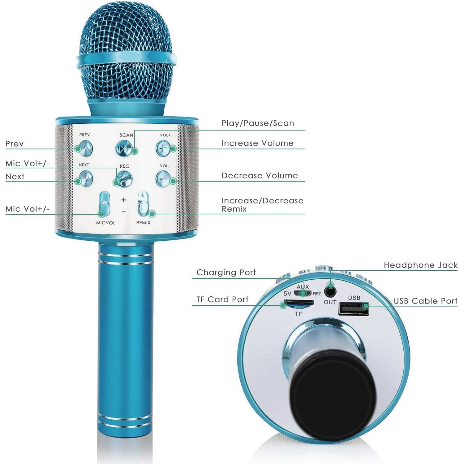 Wireless Bluetooth Recording Condenser Microphone Speaker  1 Pc