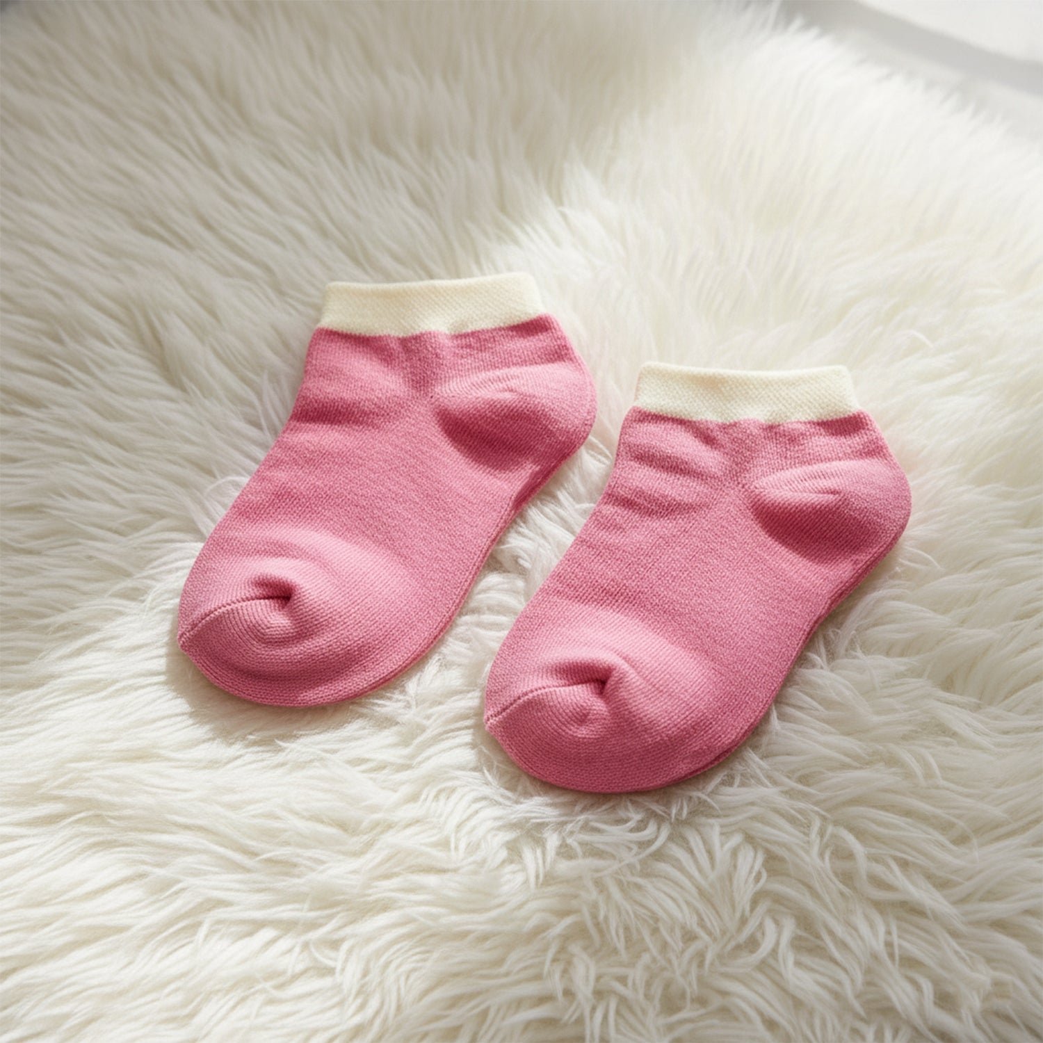 Pink & White Soft Ankle Socks for Kids (1 Pair)